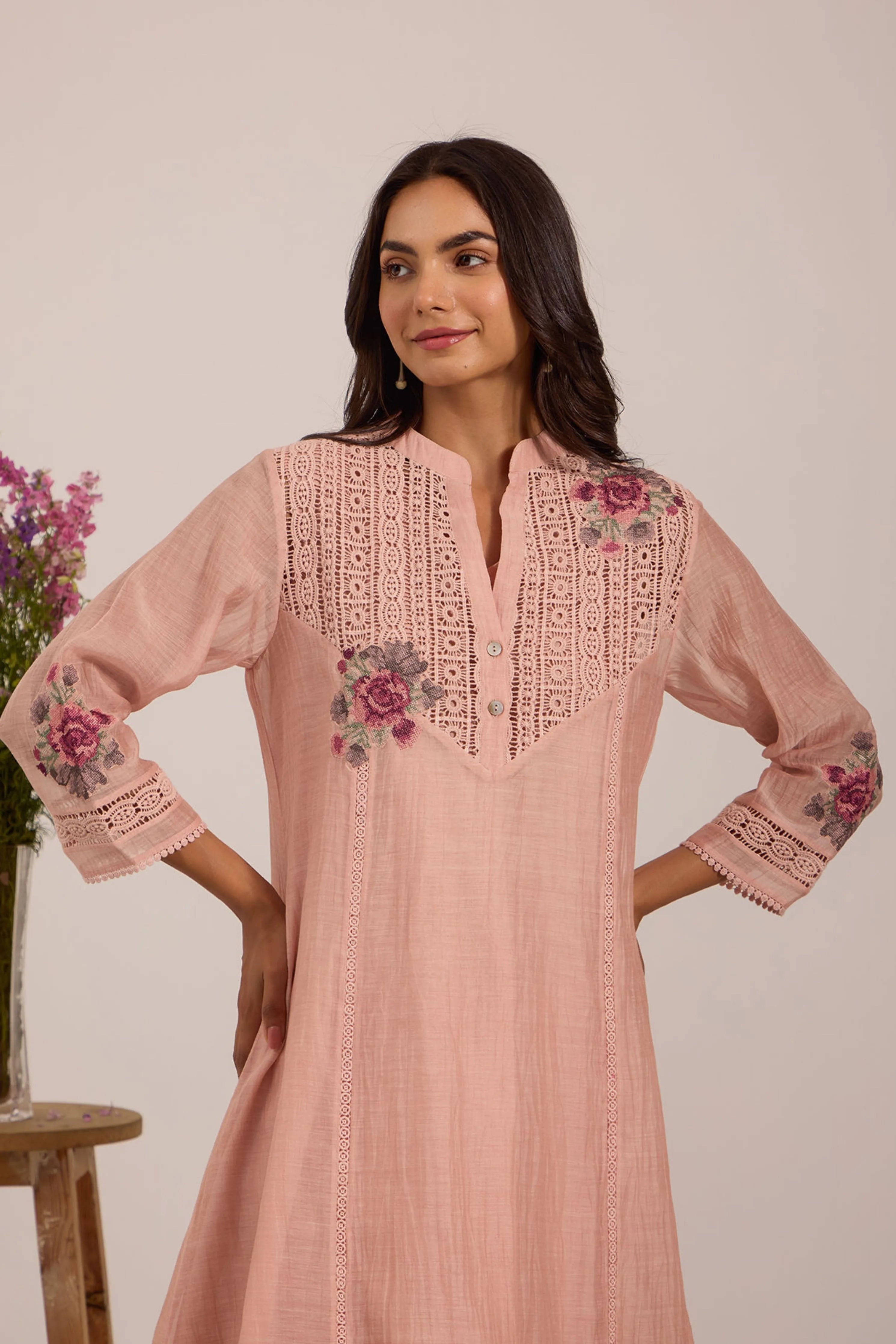 Sea Green Chanderi Tunic Set