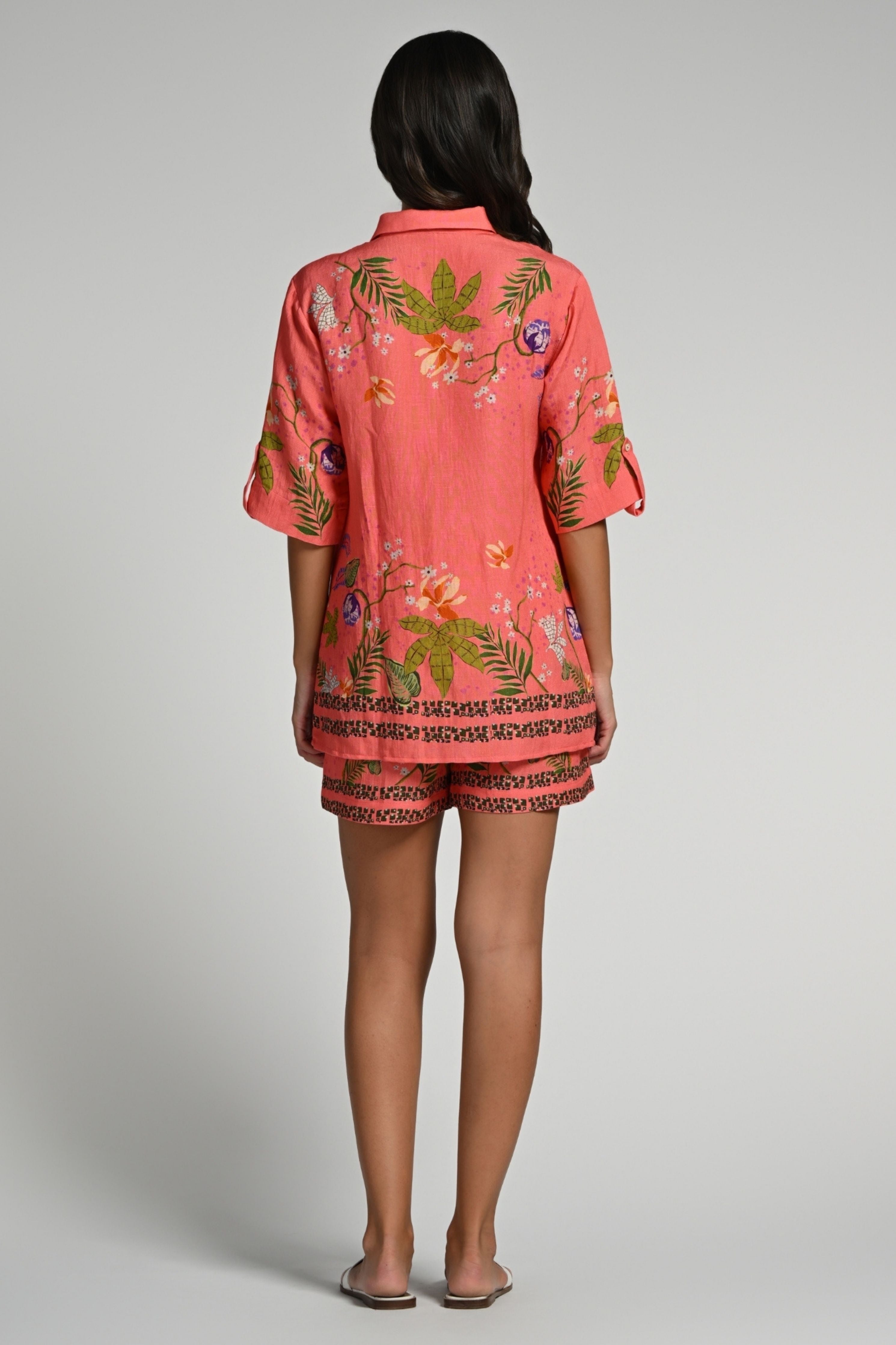 Monkey Pop Linen Shirt & Shorts Set