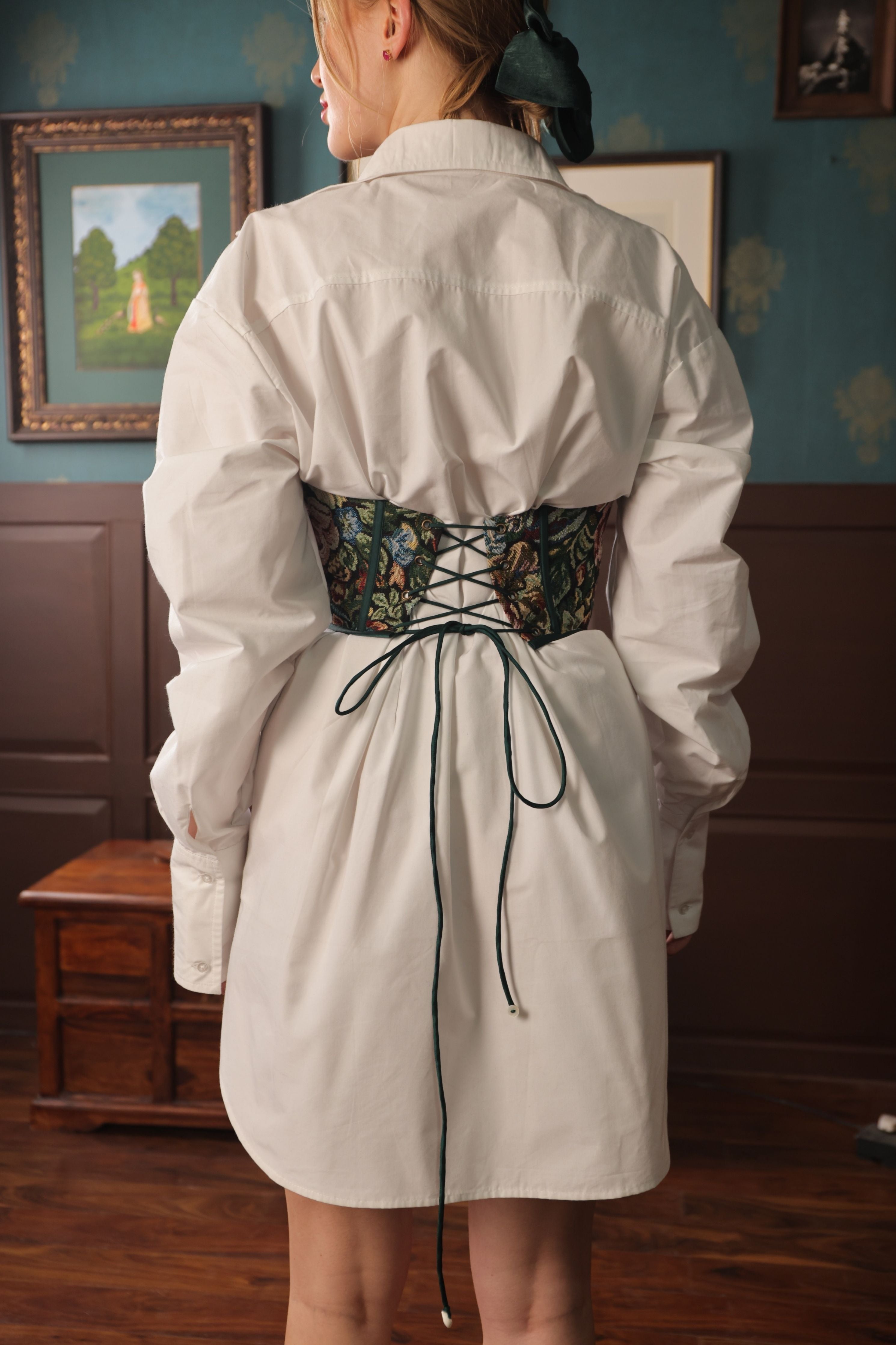 Noir Emerald Corset Shirt