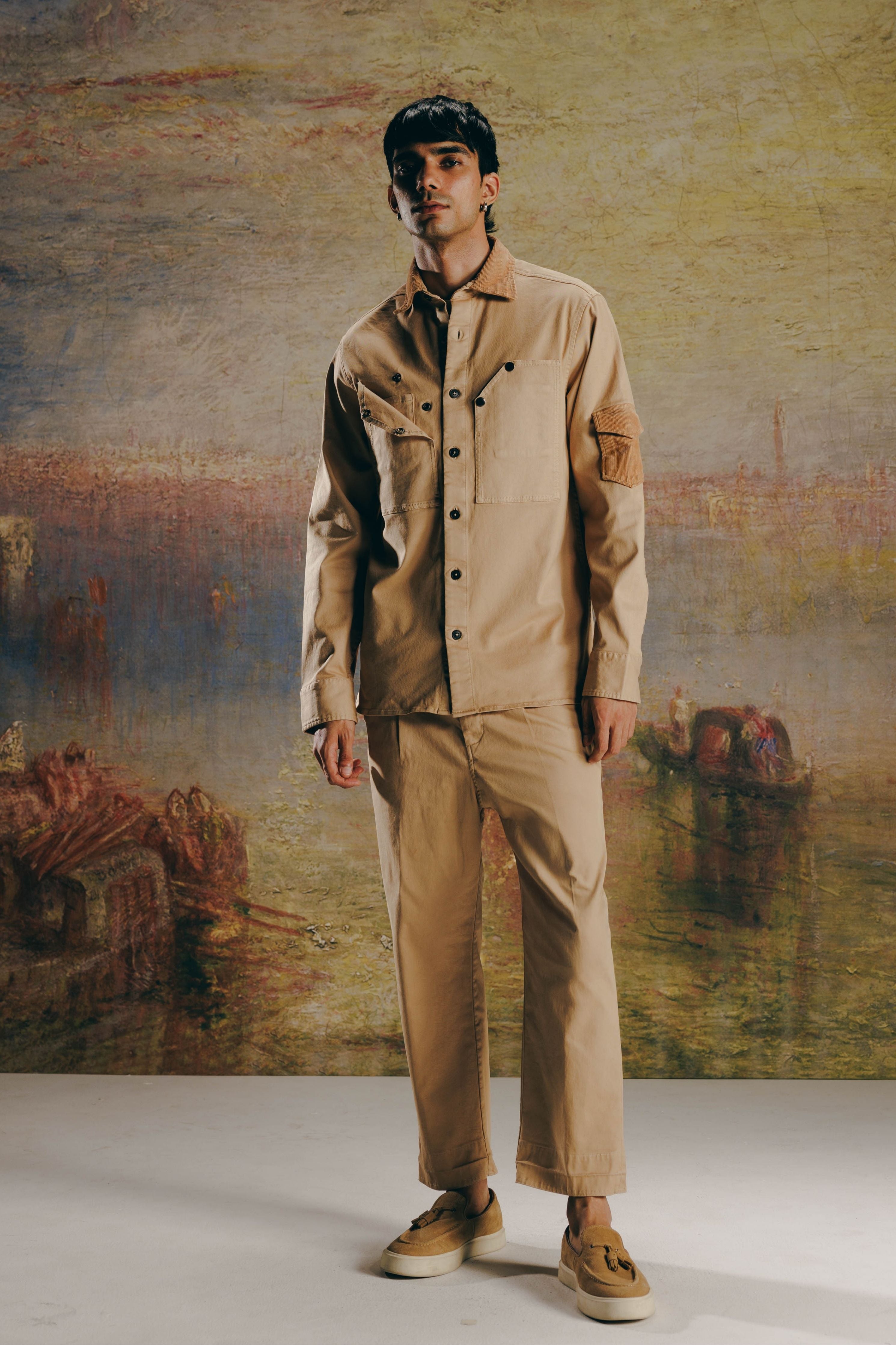 Cargo Twill Overshirt & Straight Pants Co-Ord Set