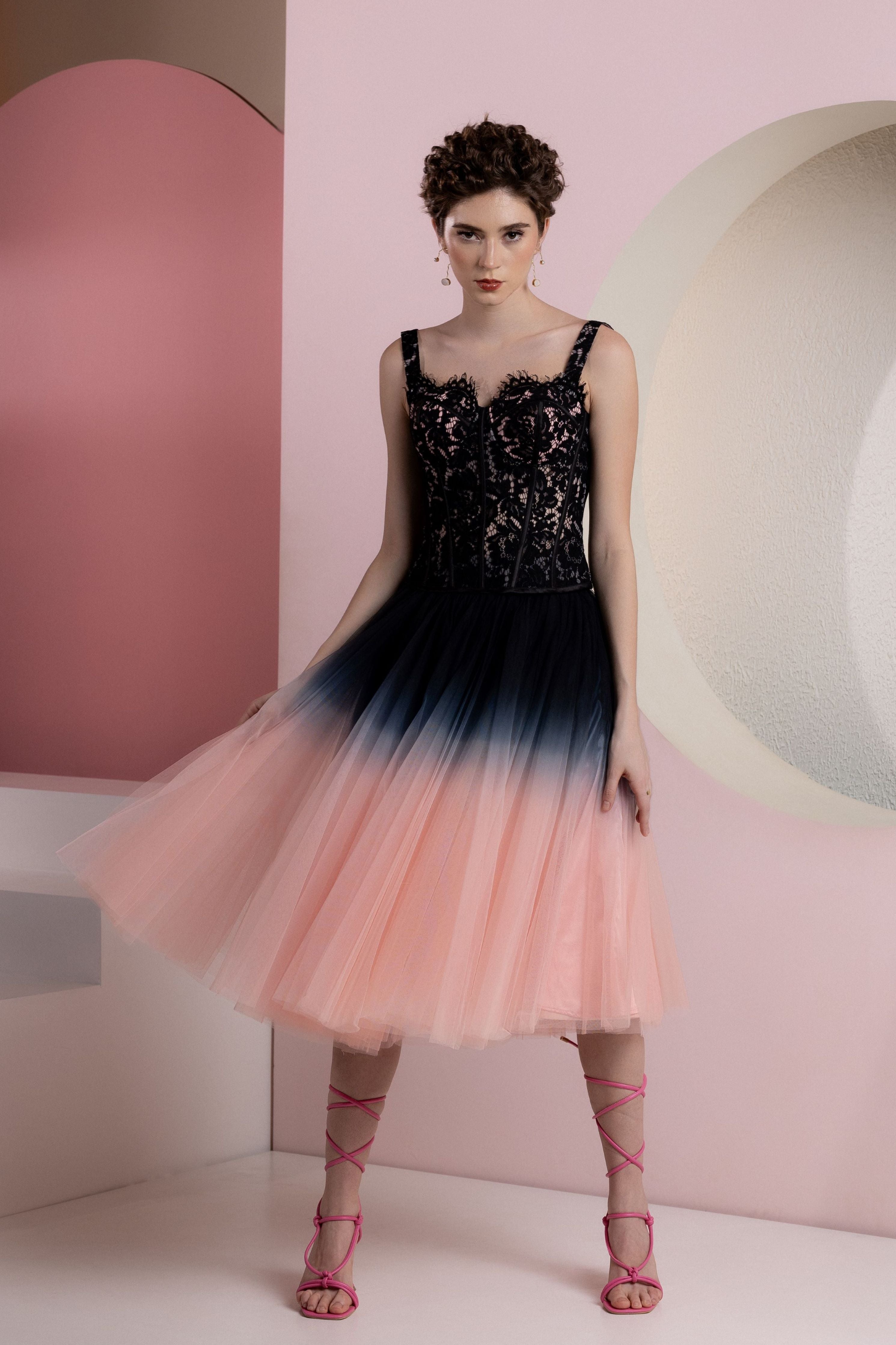 Charolette Black Pink Duotone Skirt