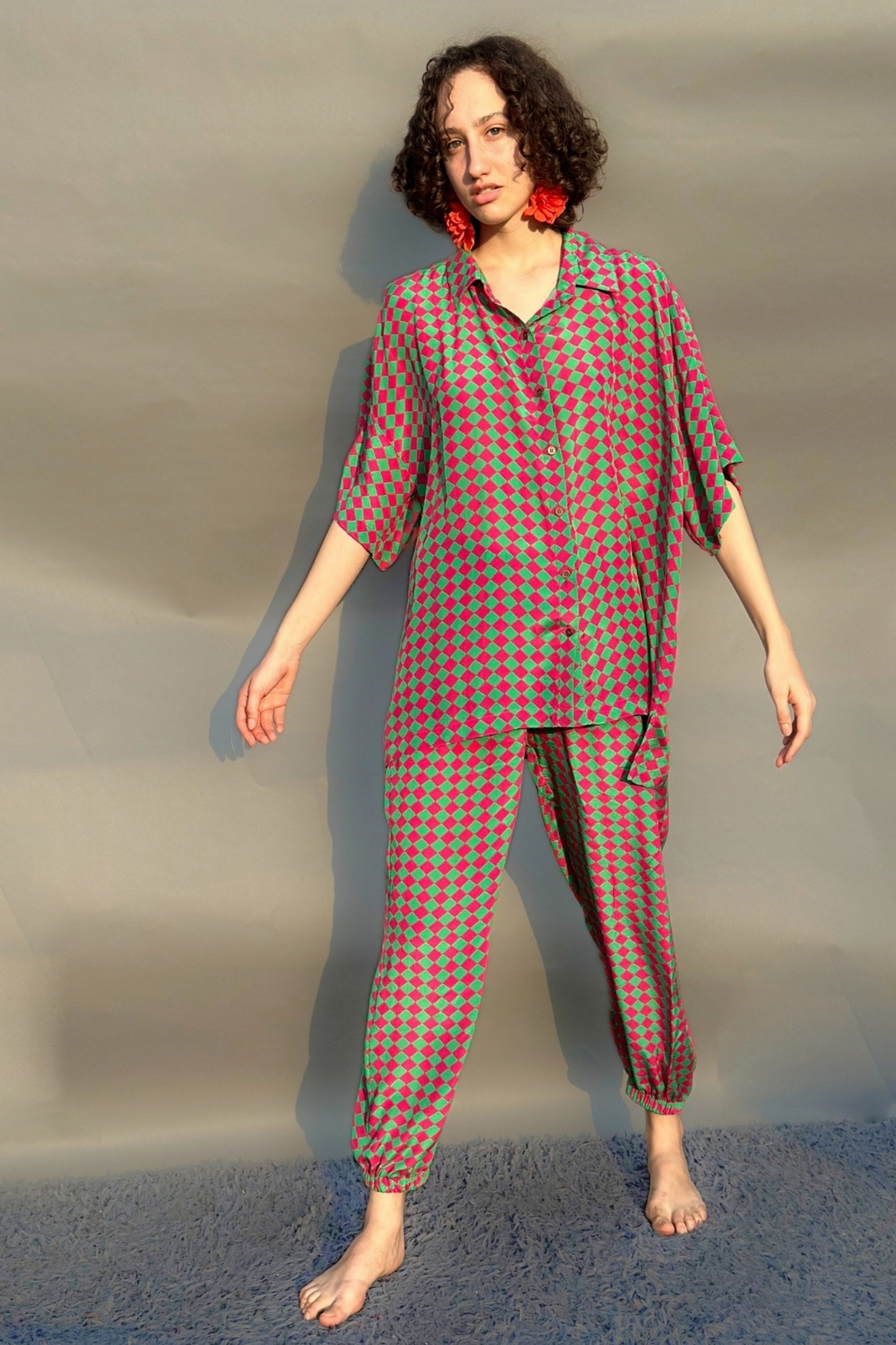 Check Print Harrem Pants