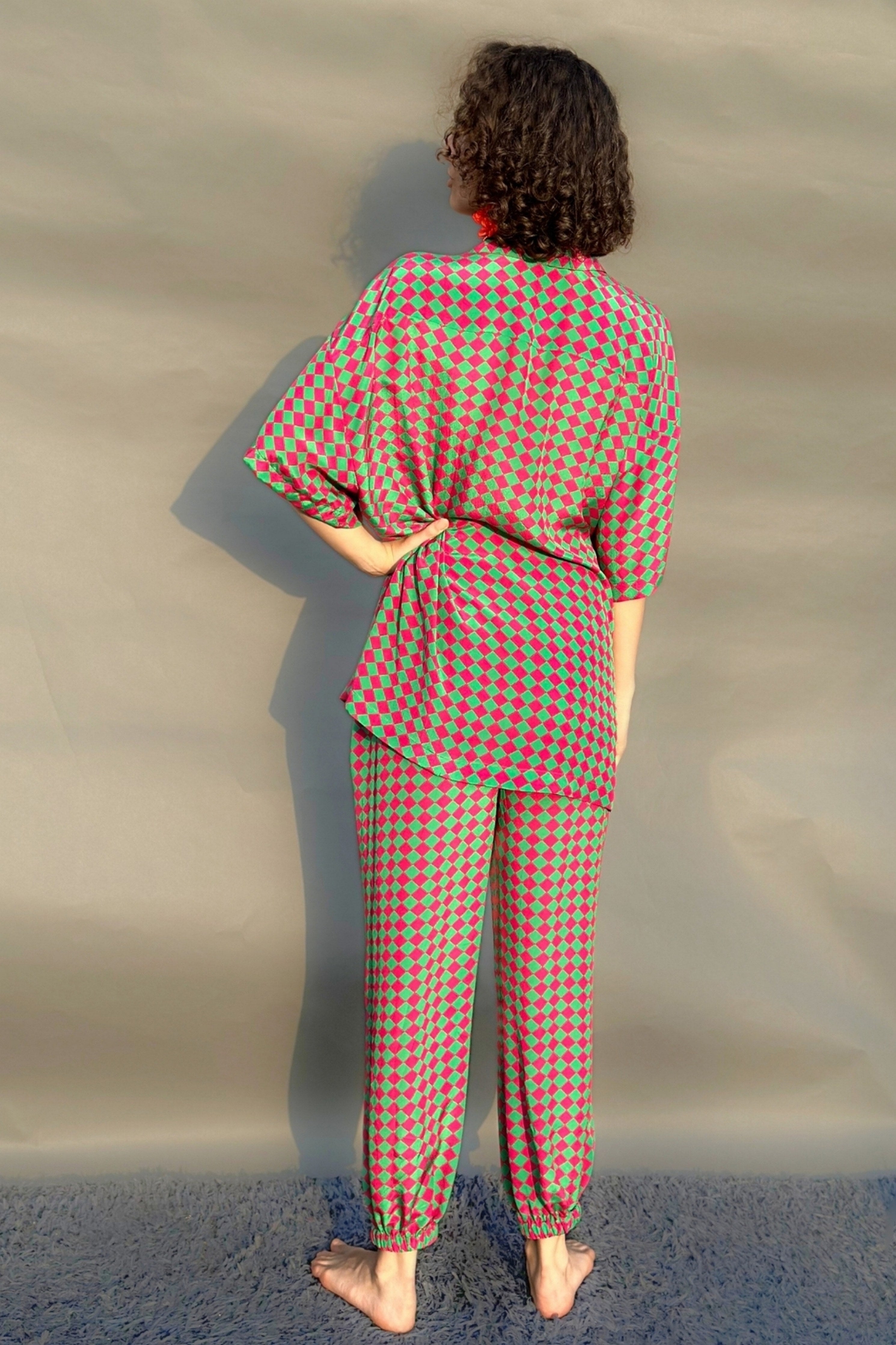 Check Print Harrem Pants