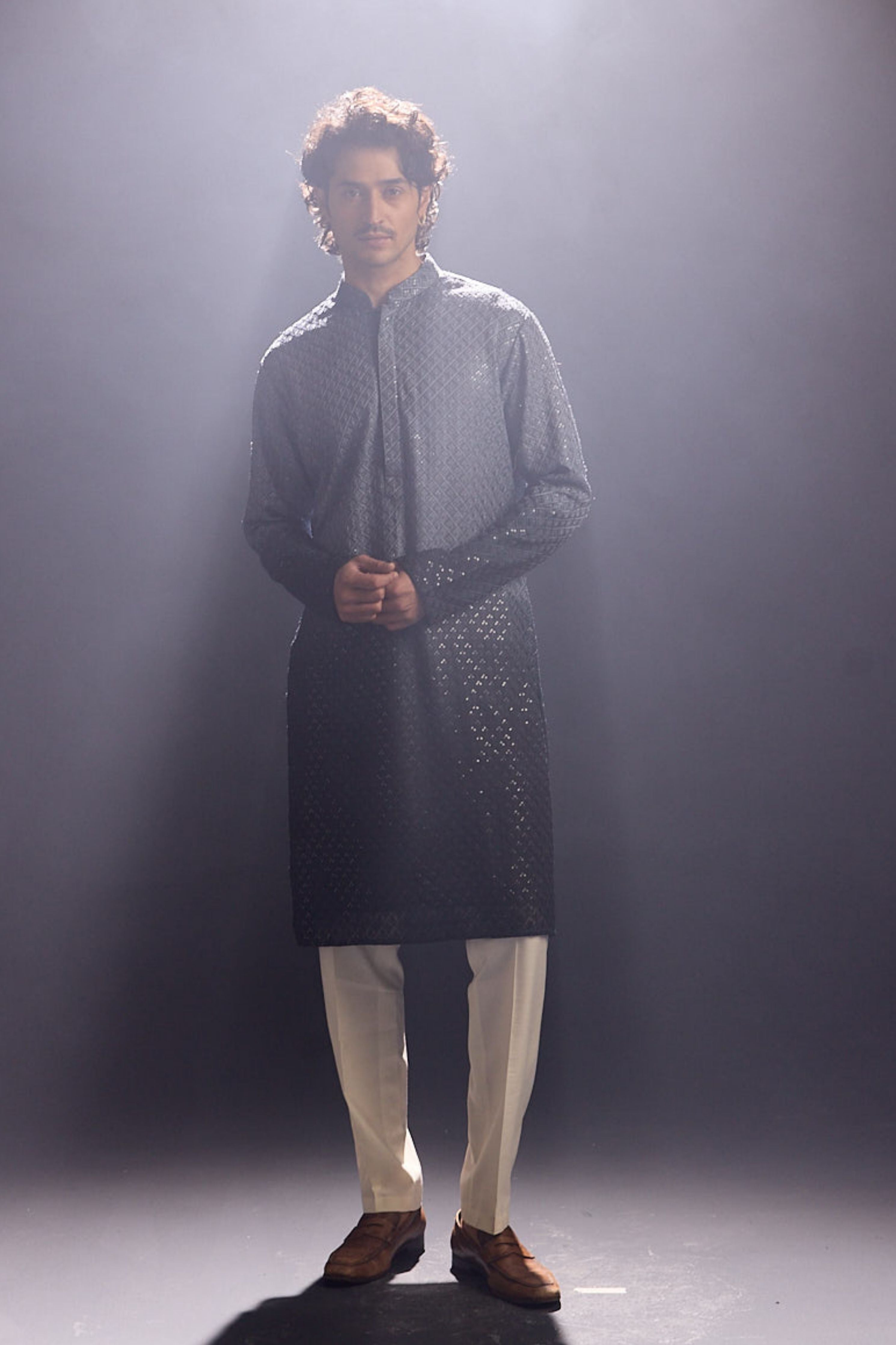 Chikankari Black Ombre Kurta Set