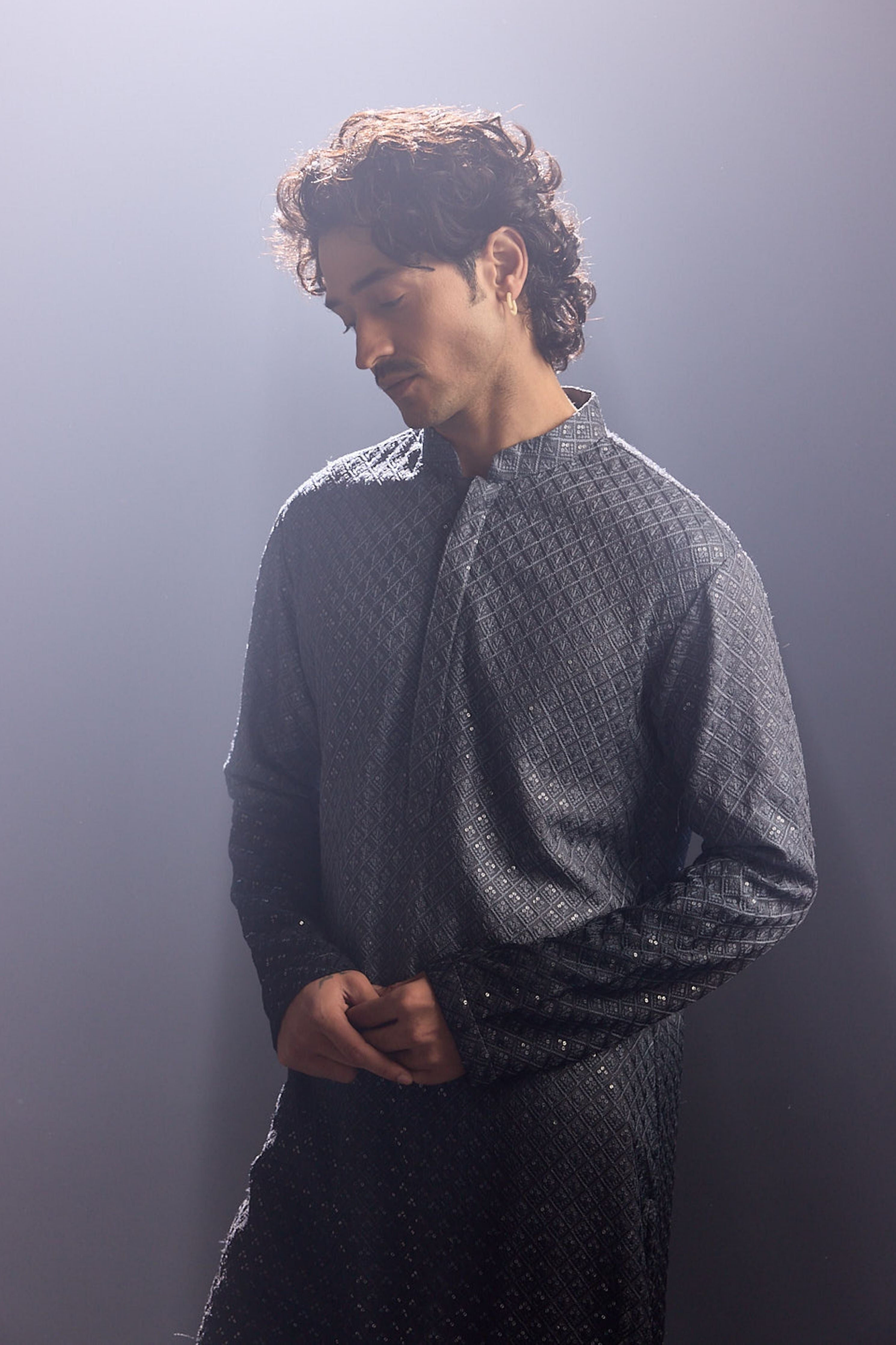 Chikankari Black Ombre Kurta Set