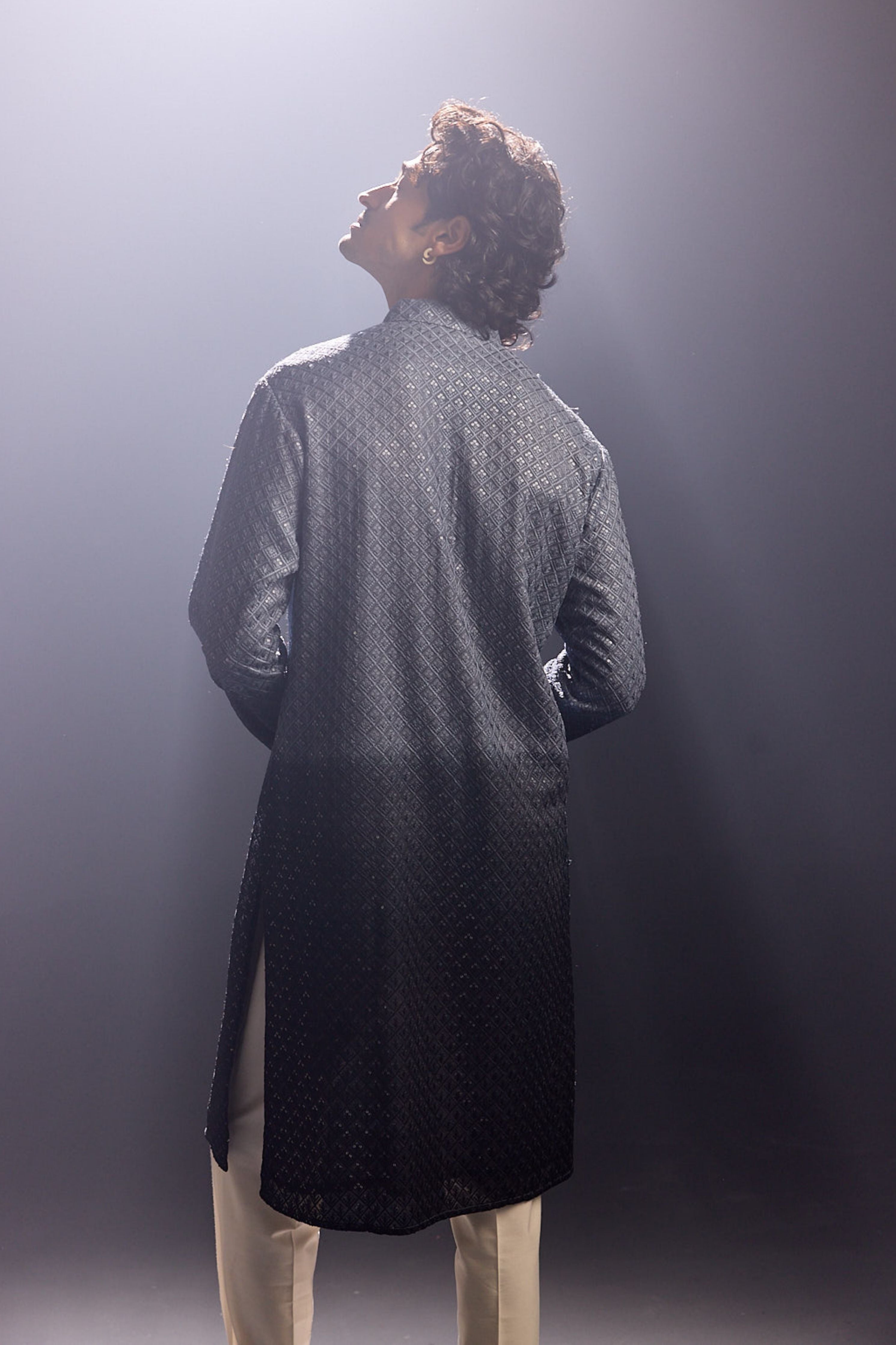 Chikankari Black Ombre Kurta Set