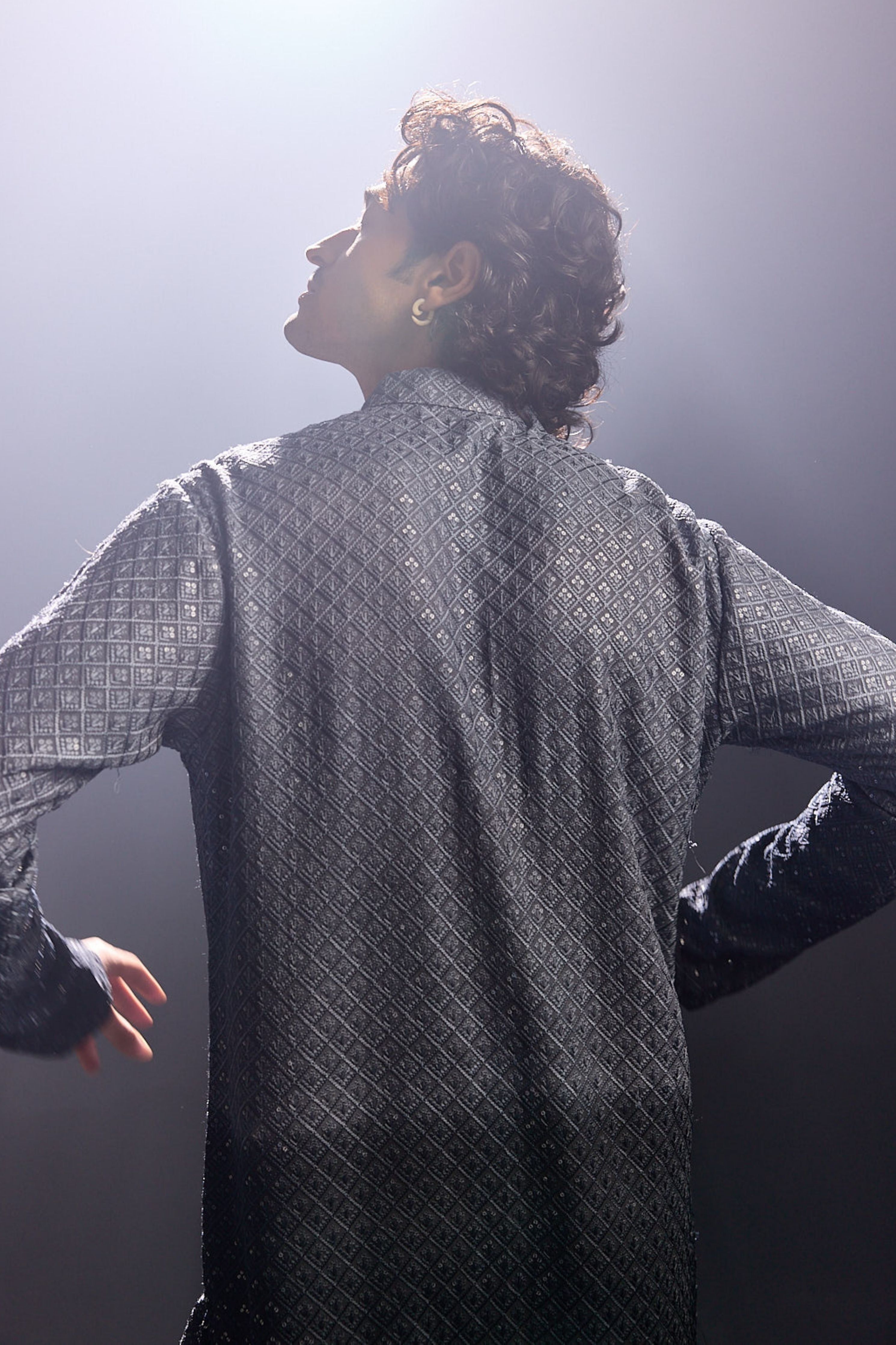 Chikankari Black Ombre Kurta Set