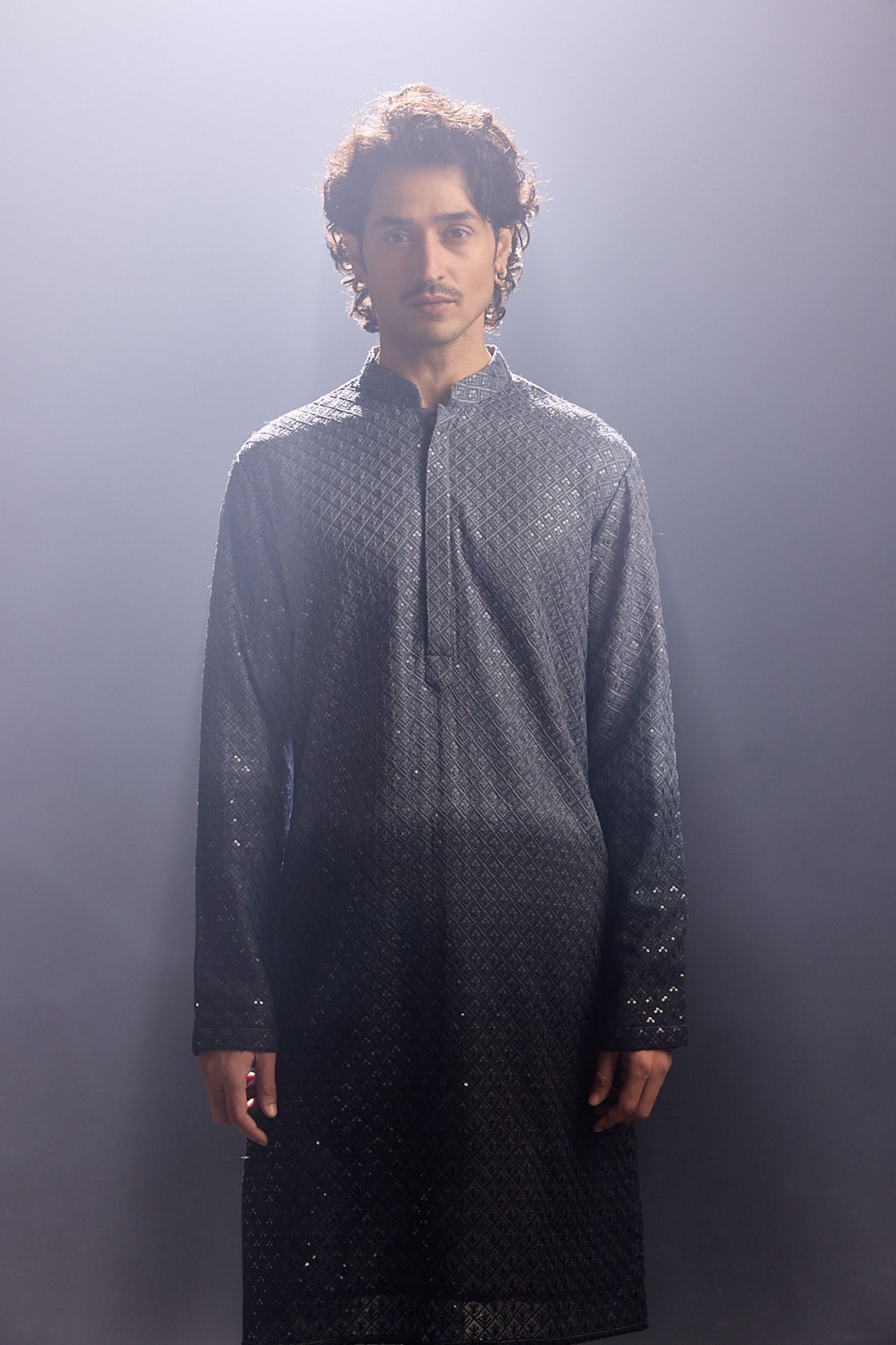 Chikankari Black Ombre Kurta Set