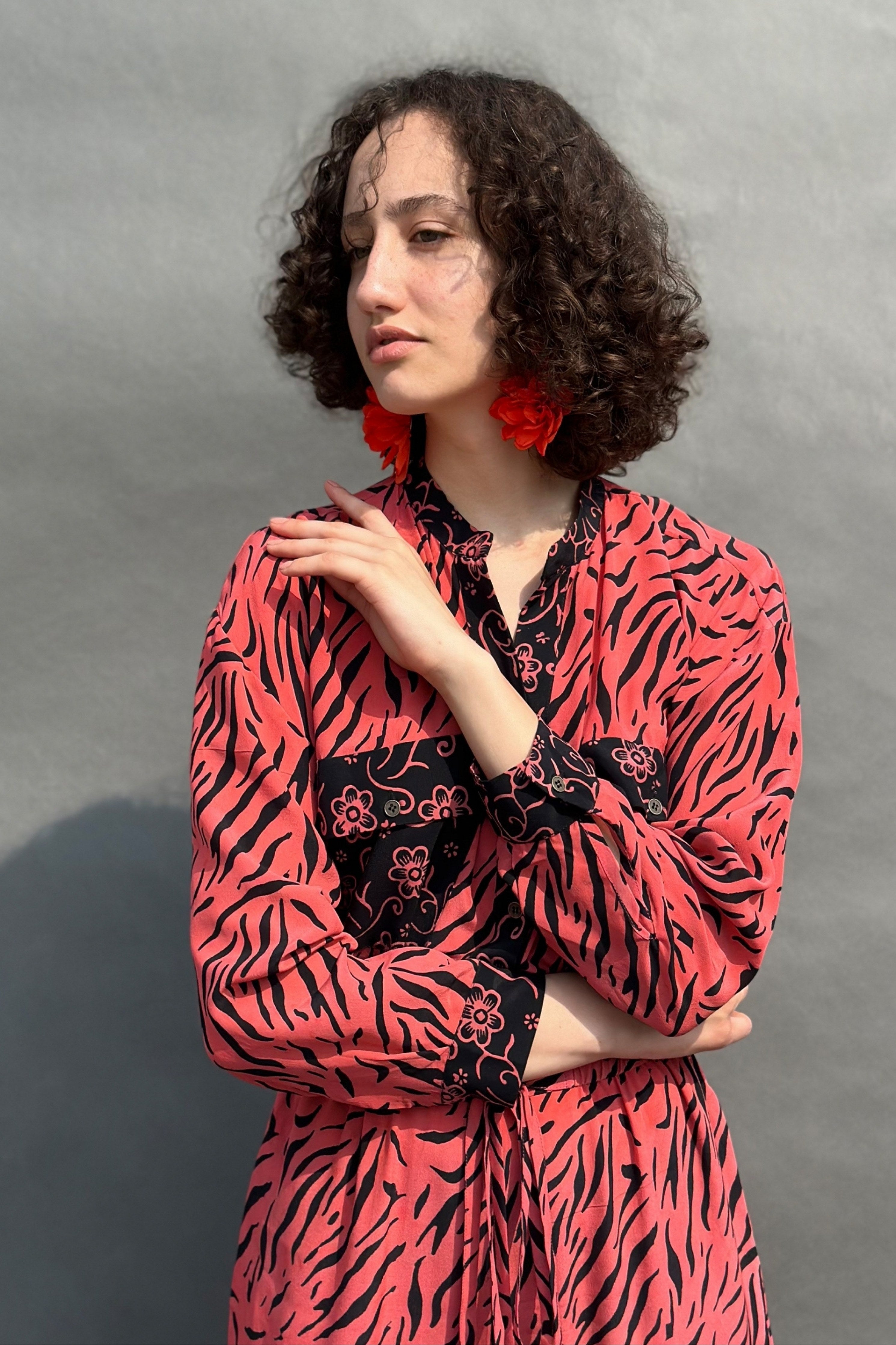 Coral Hand Printed Jumpsuit