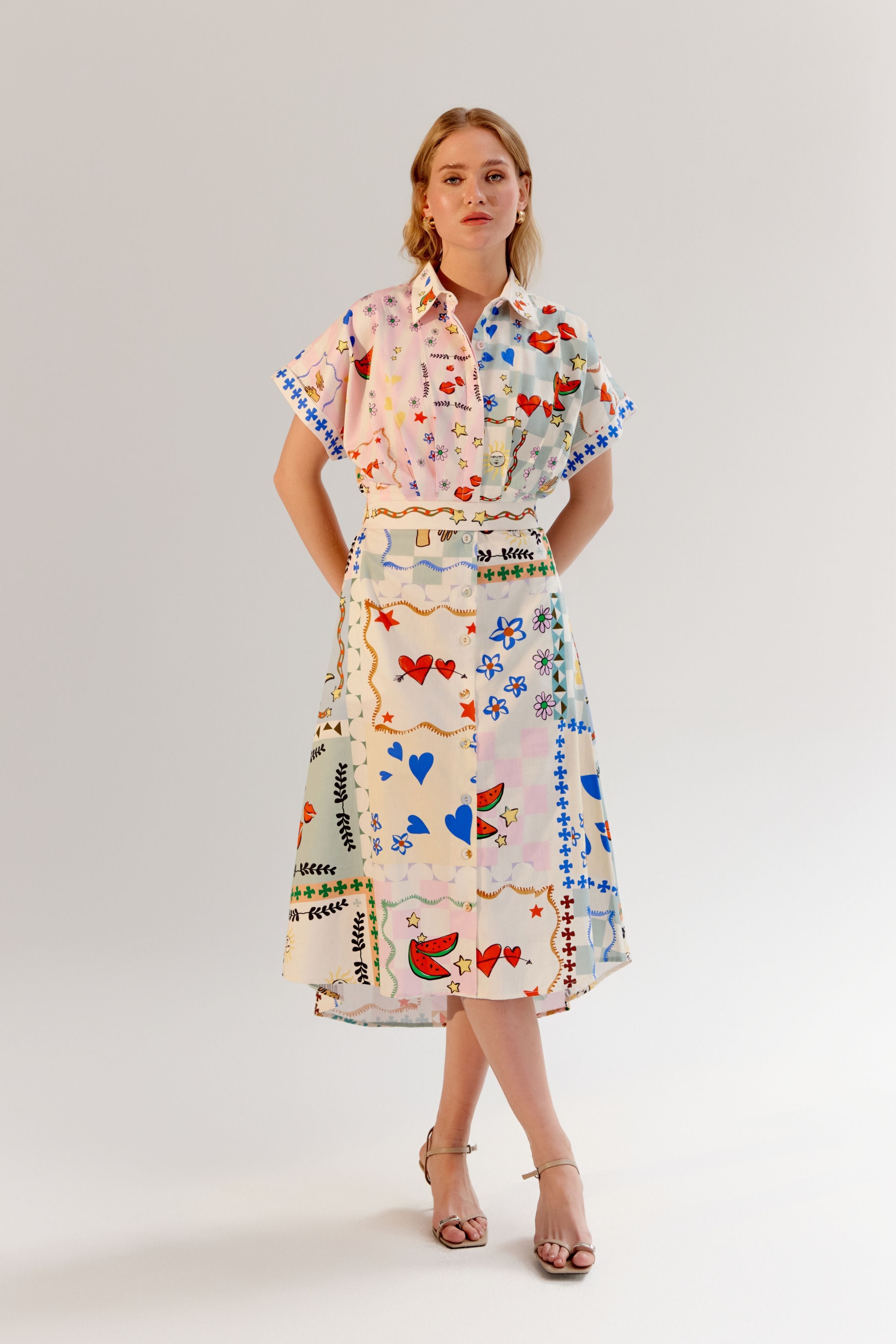Boardgame Coral Midi Dress