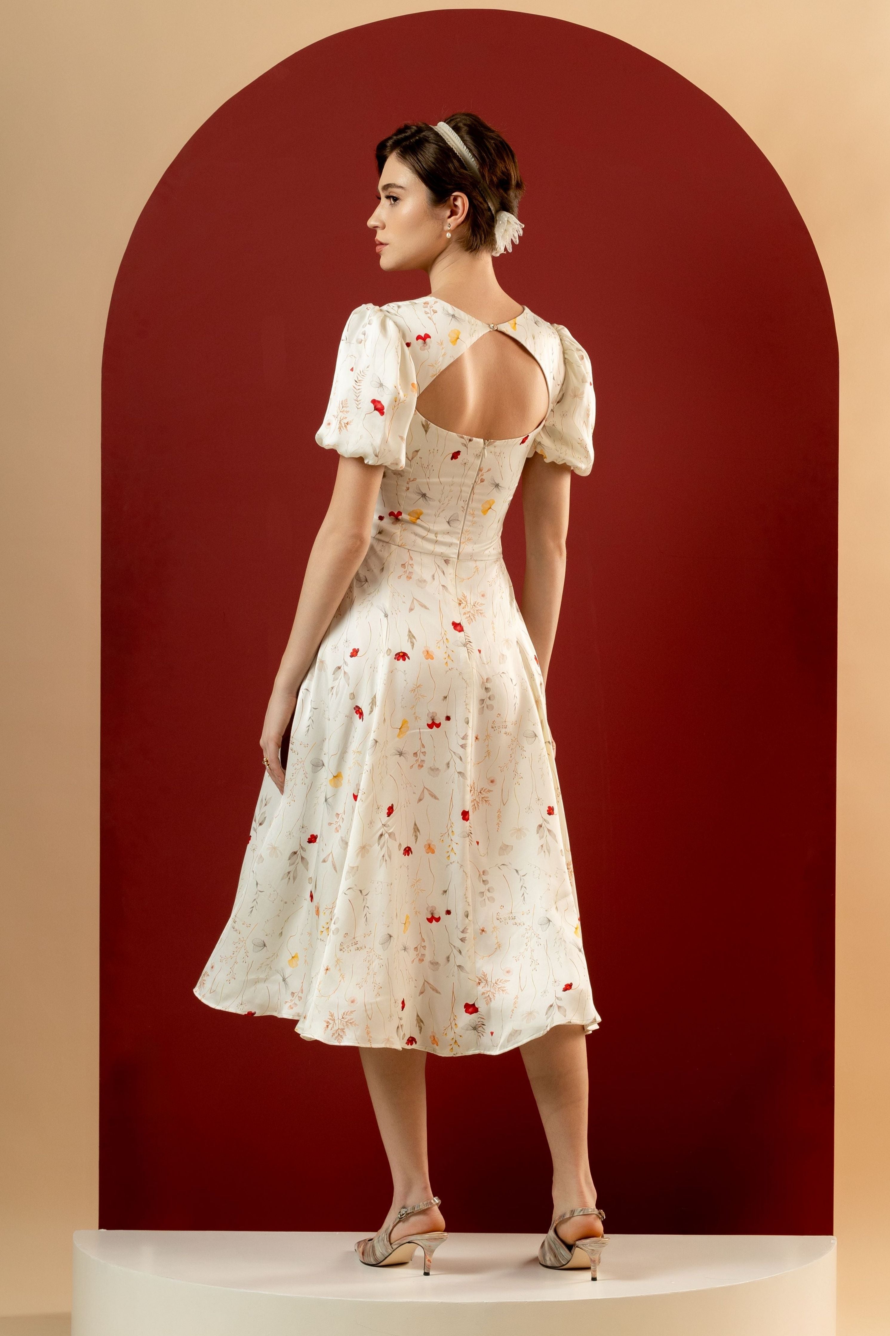 Dahlia White Petal Midi Dress