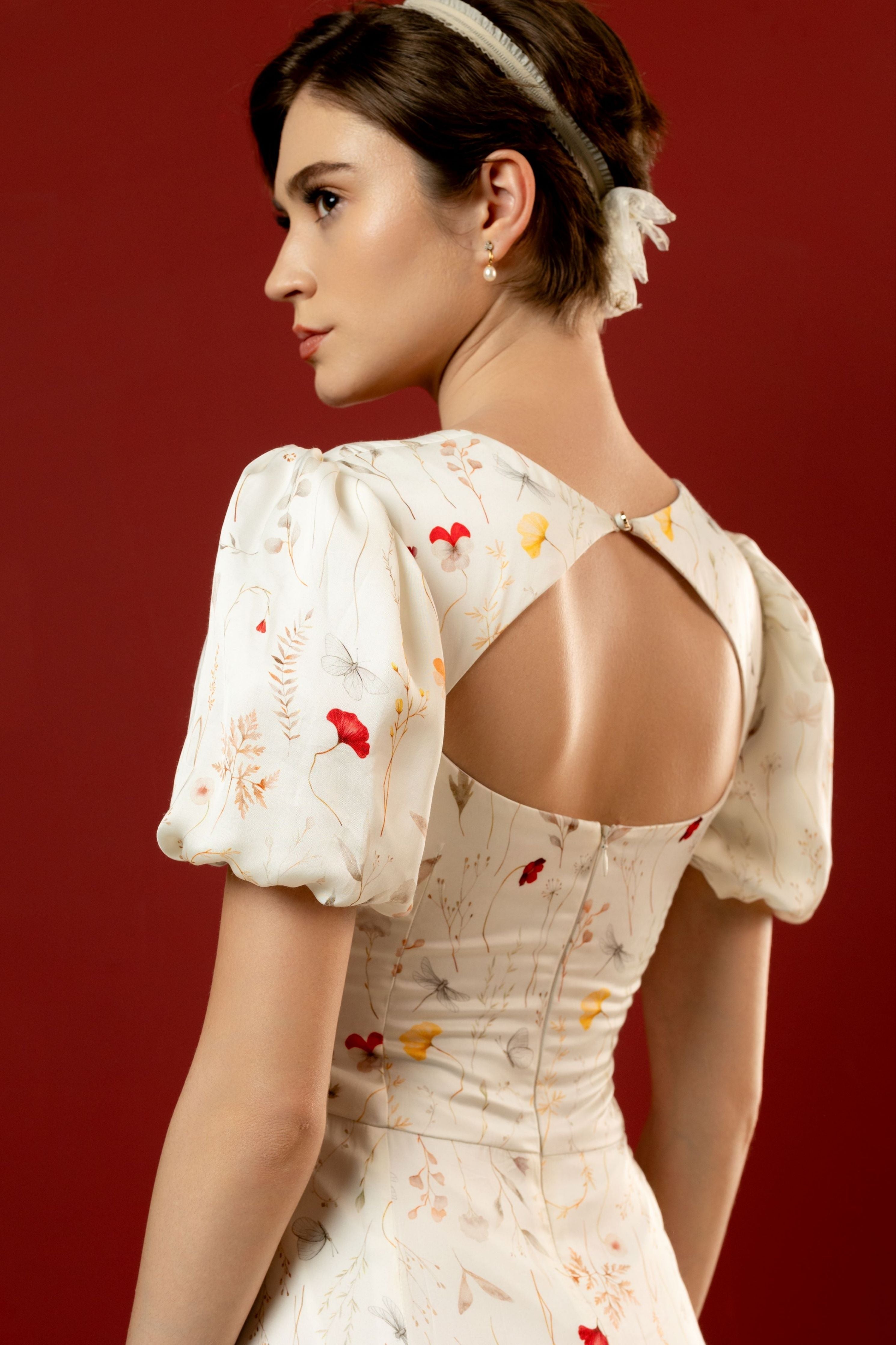 Dahlia White Petal Midi Dress