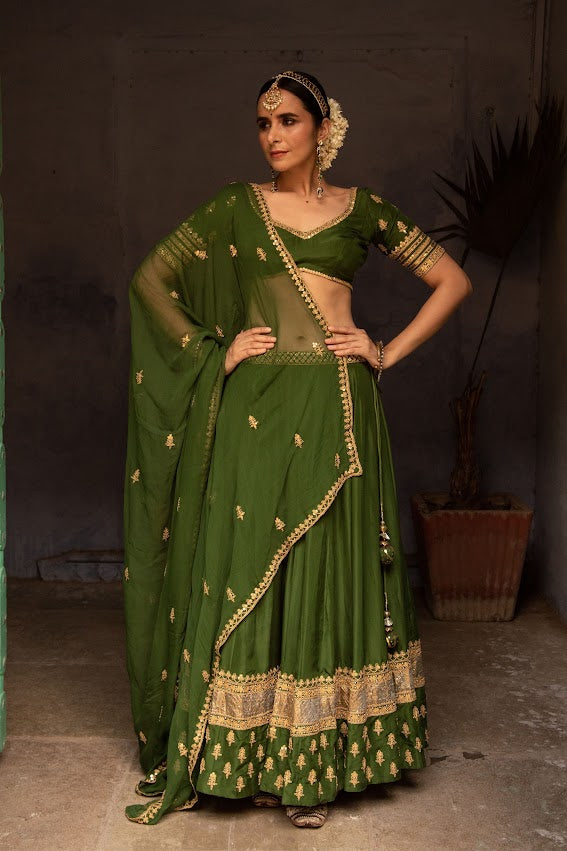 Dark Green Lehenga Set