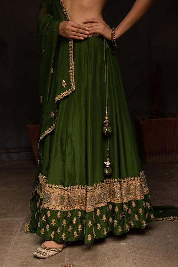 Dark Green Lehenga Set
