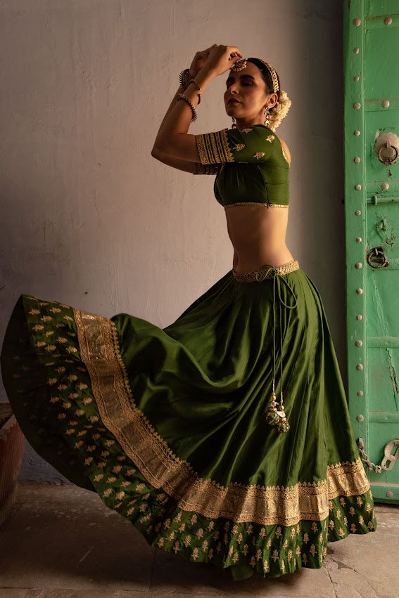 Dark Green Lehenga Set