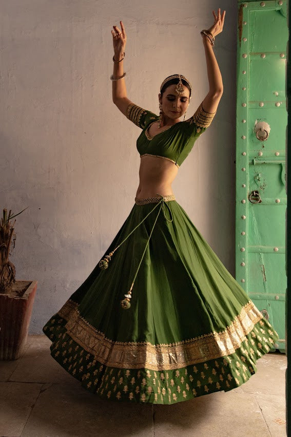Dark Green Lehenga Set