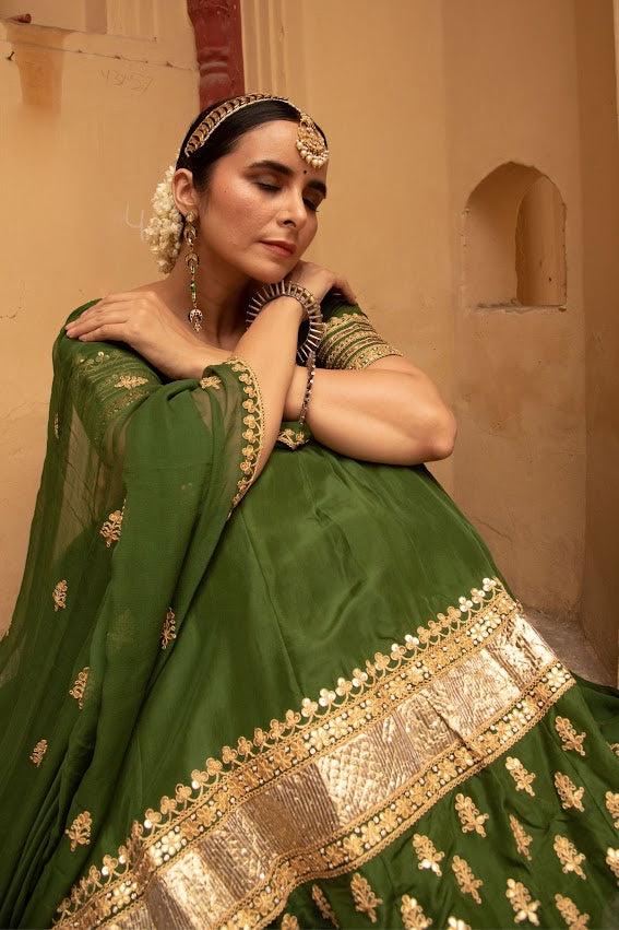 Dark Green Lehenga Set