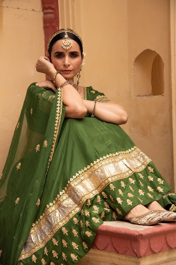 Dark Green Lehenga Set
