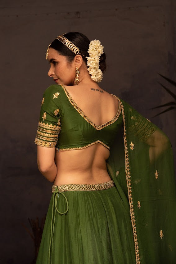 Dark Green Lehenga Set
