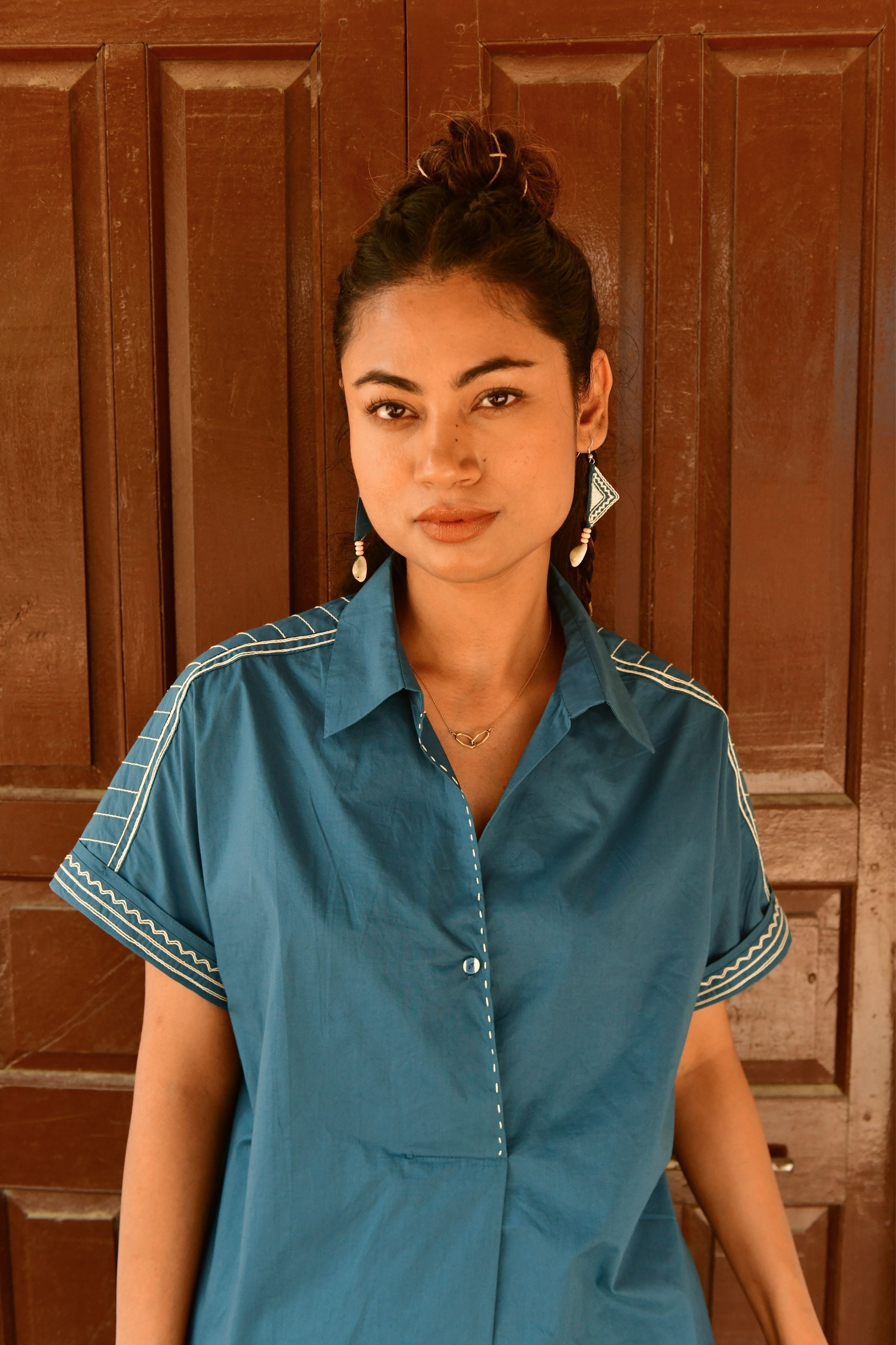 Deco Blue Embroidery Shirt