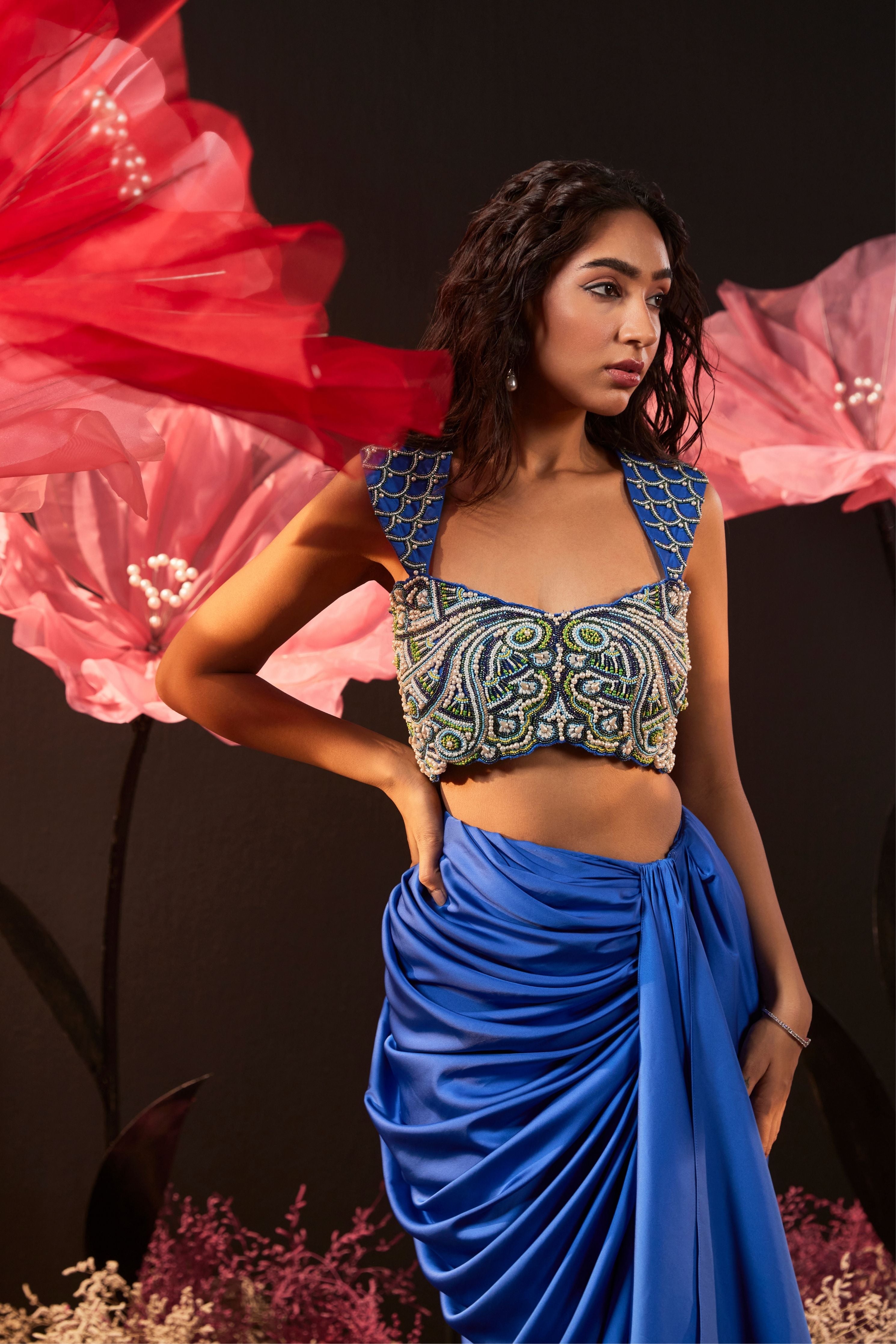 Desi Girl Drape Skirt Set