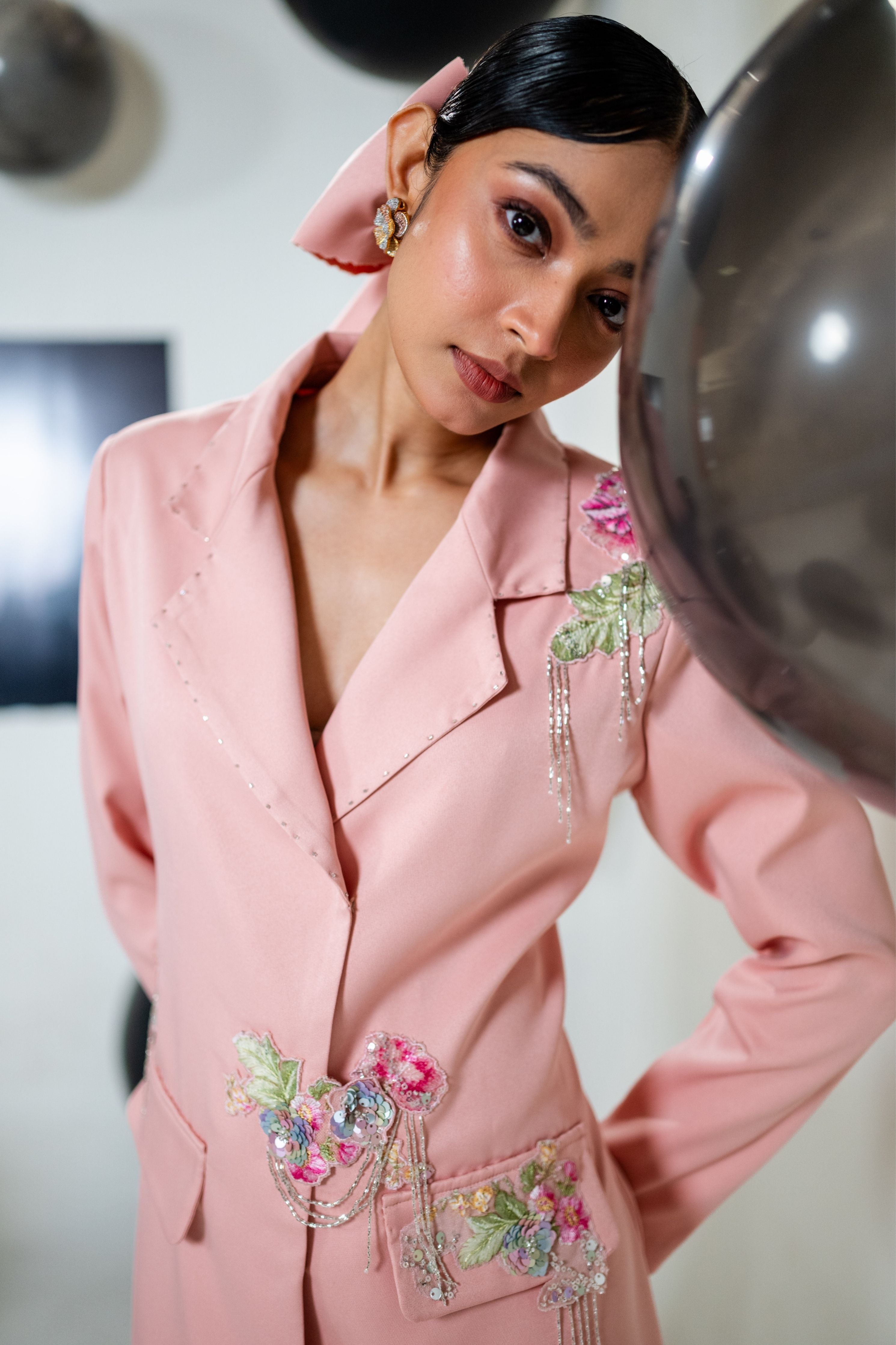 Blazer Dress With Embroidery Detailing