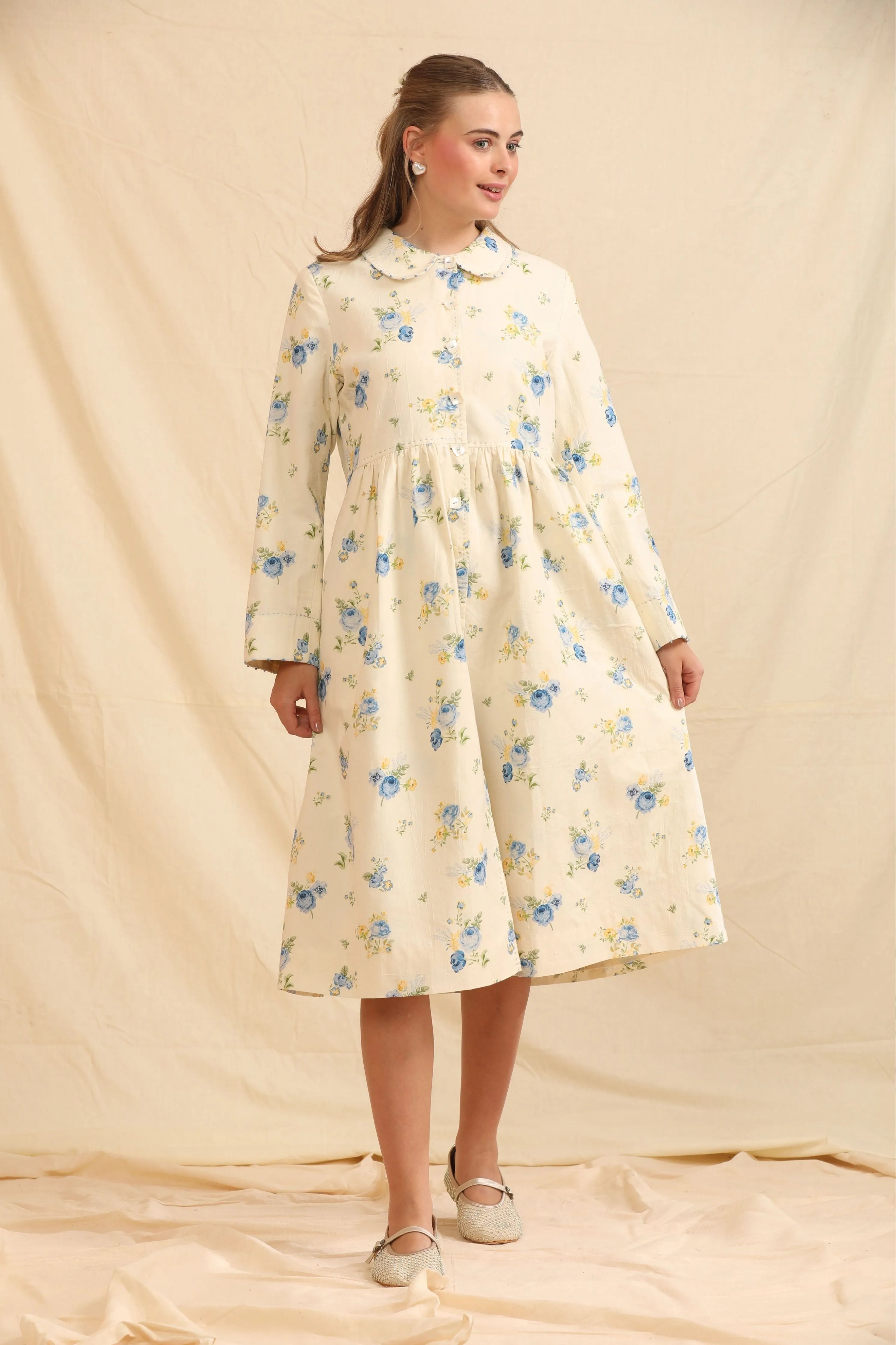Blue White Hand Woven Cotton Silk Jacket