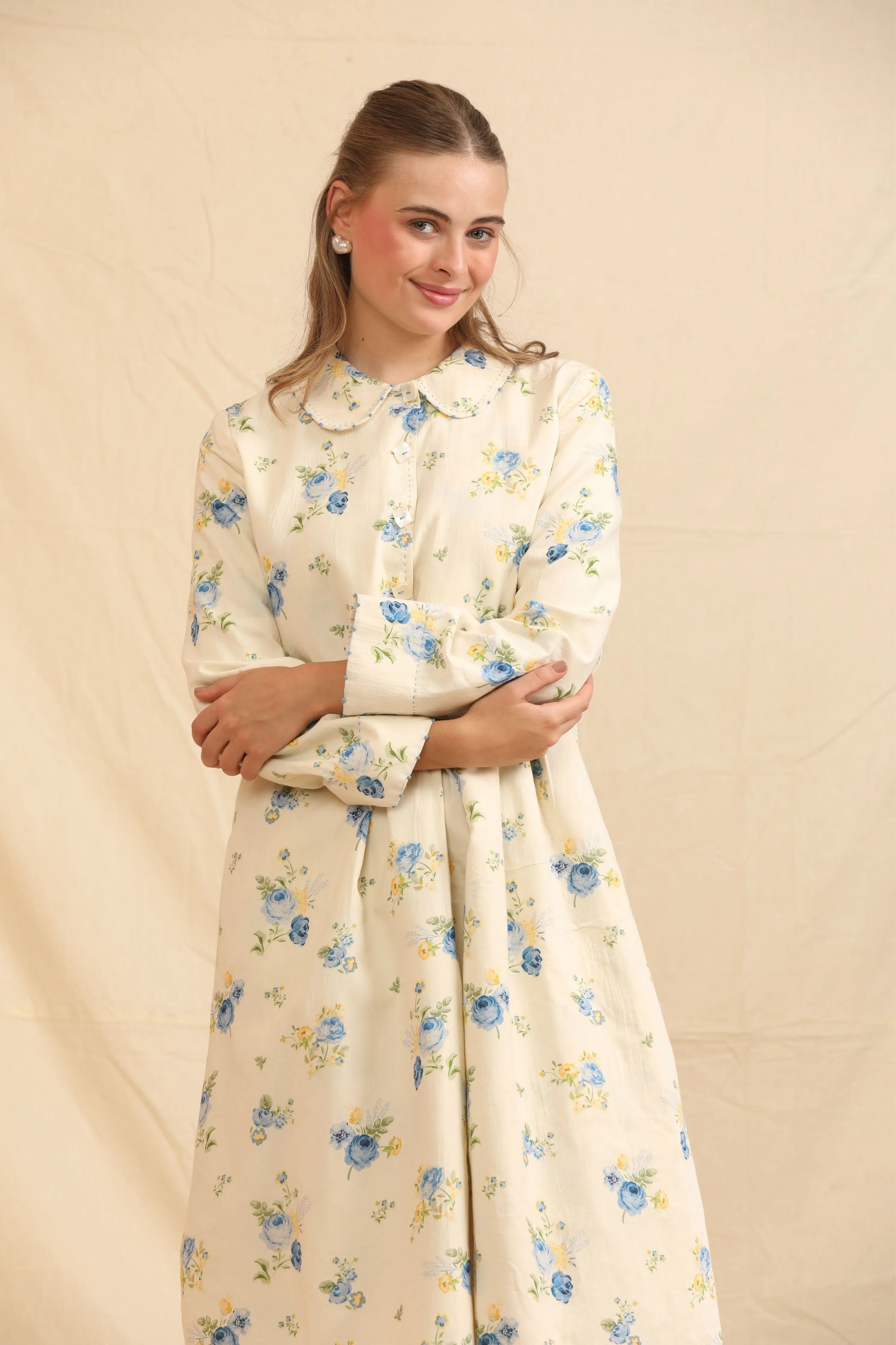 Blue White Hand Woven Cotton Silk Jacket