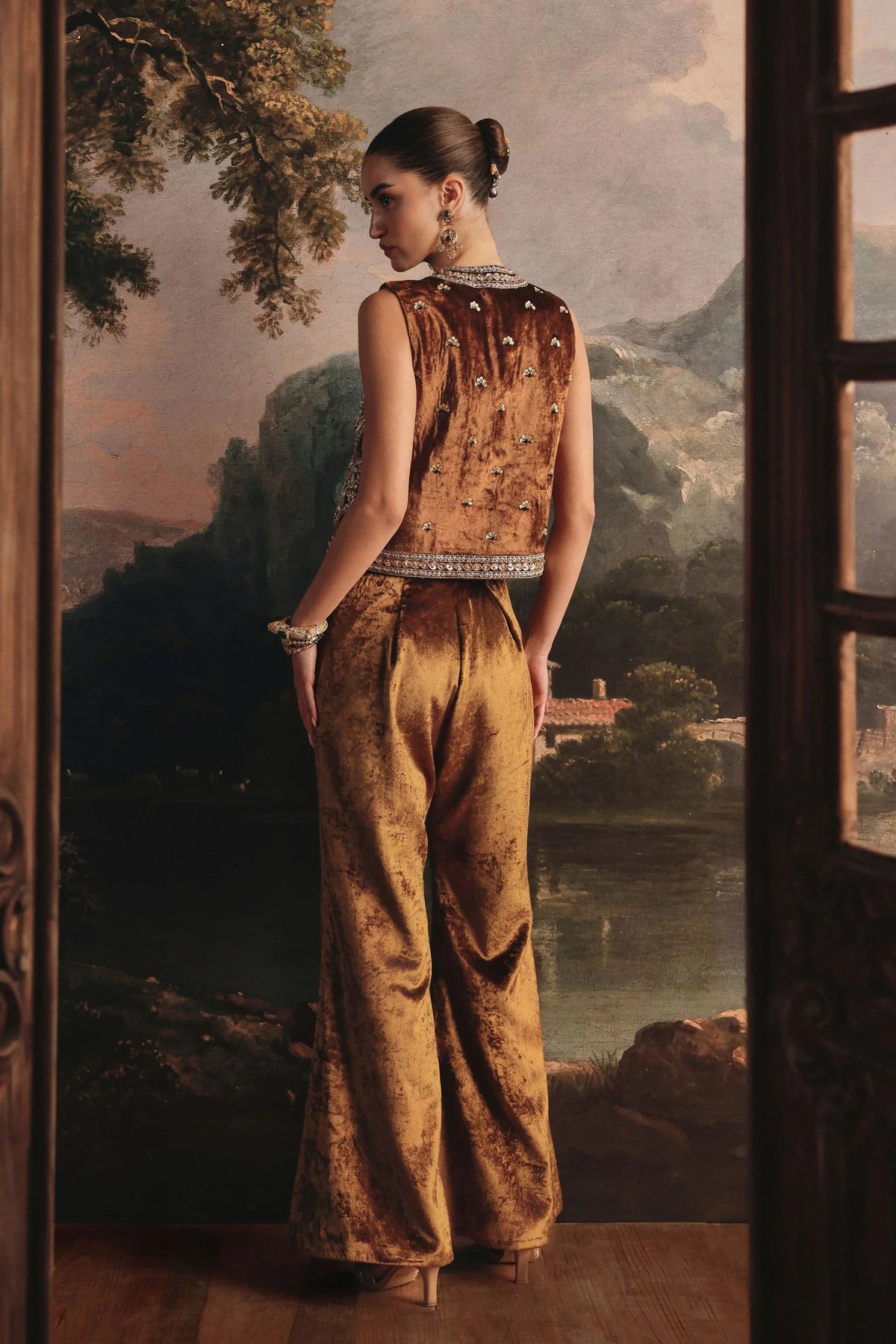 Clay Ochre Velvet Co-Ord Set