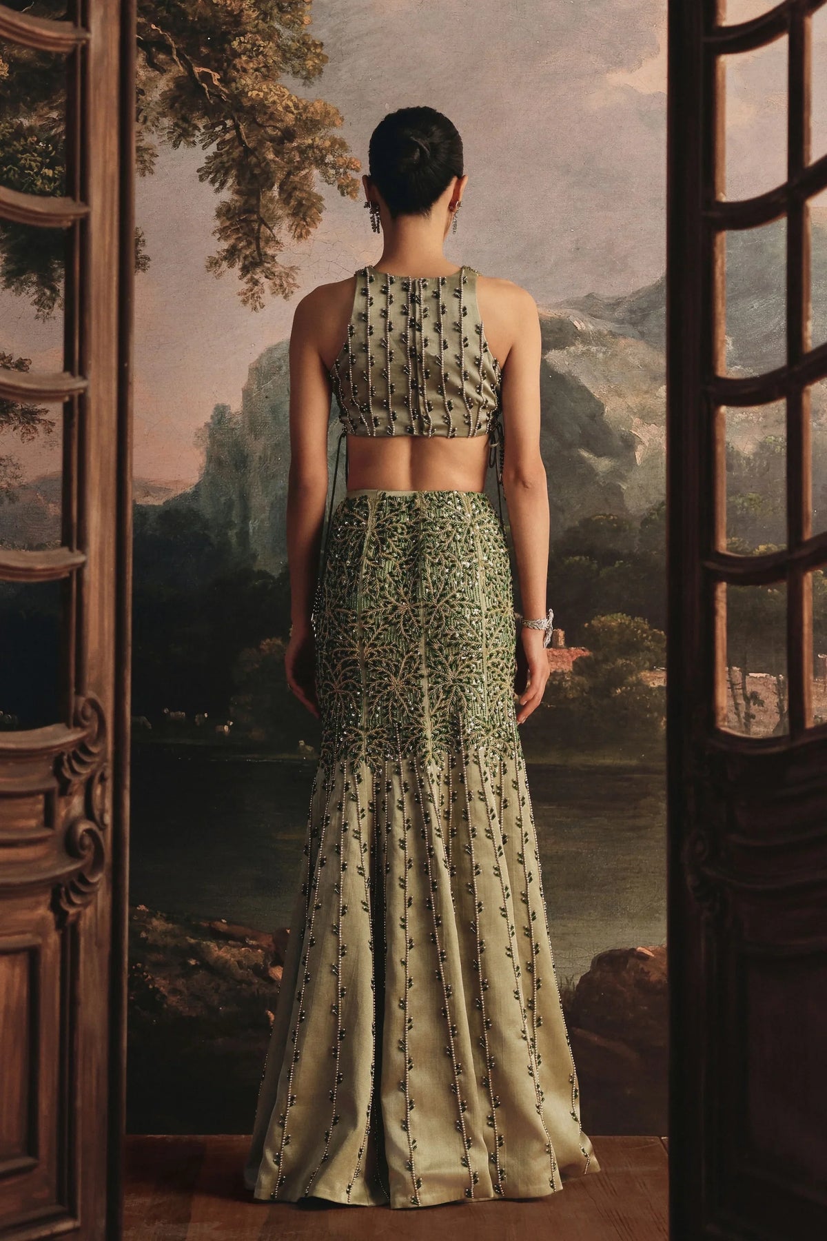 Moss Green Skirt Set