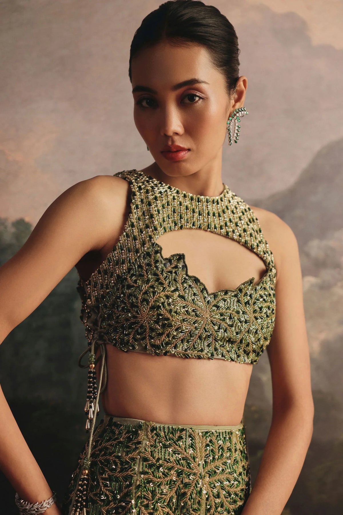 Moss Green Skirt Set
