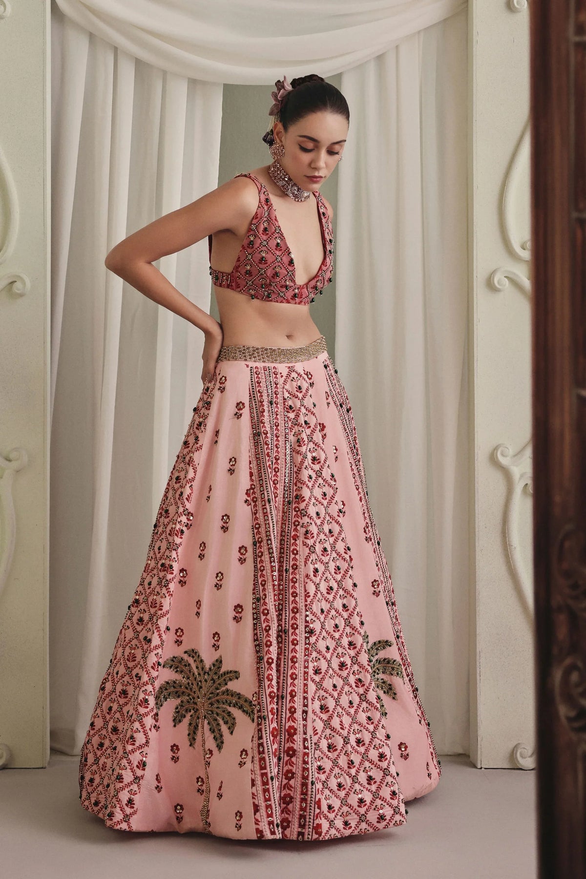 Light Pink Printed Skirt Set