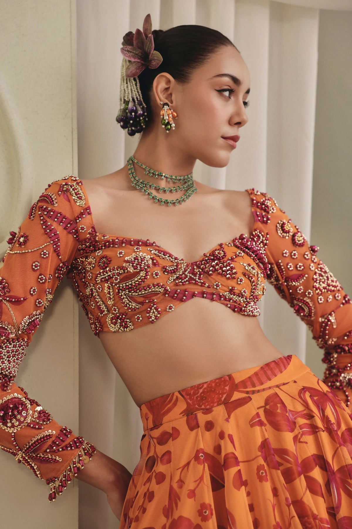 Yellow Printed Lehenga Set