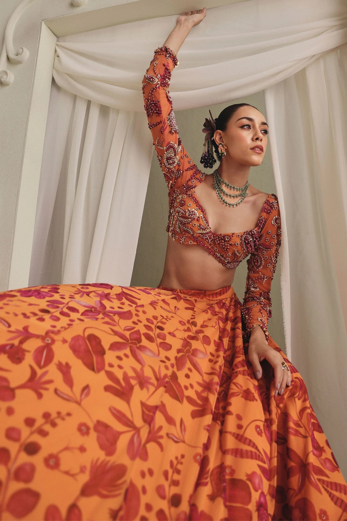 Yellow Printed Lehenga Set
