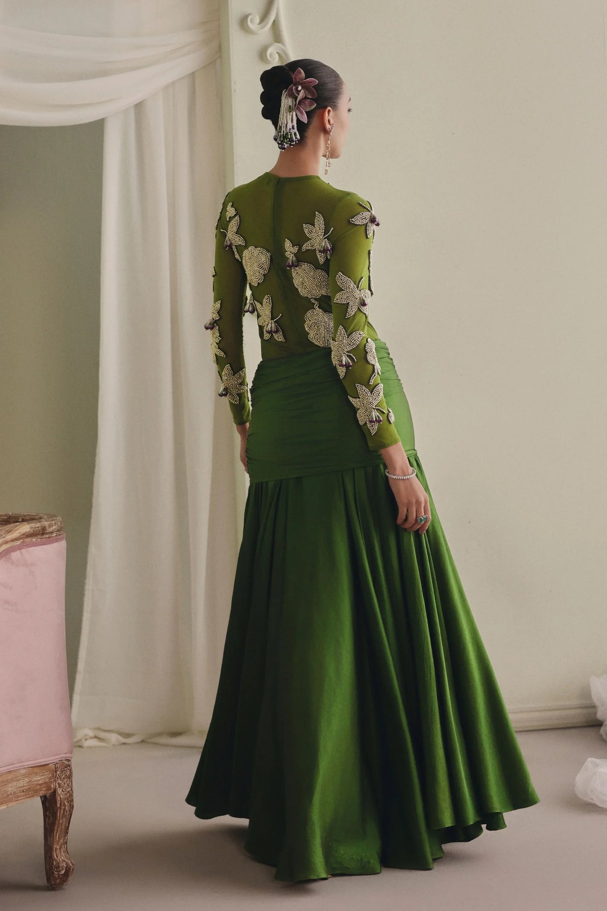 Olive Green Skirt Set