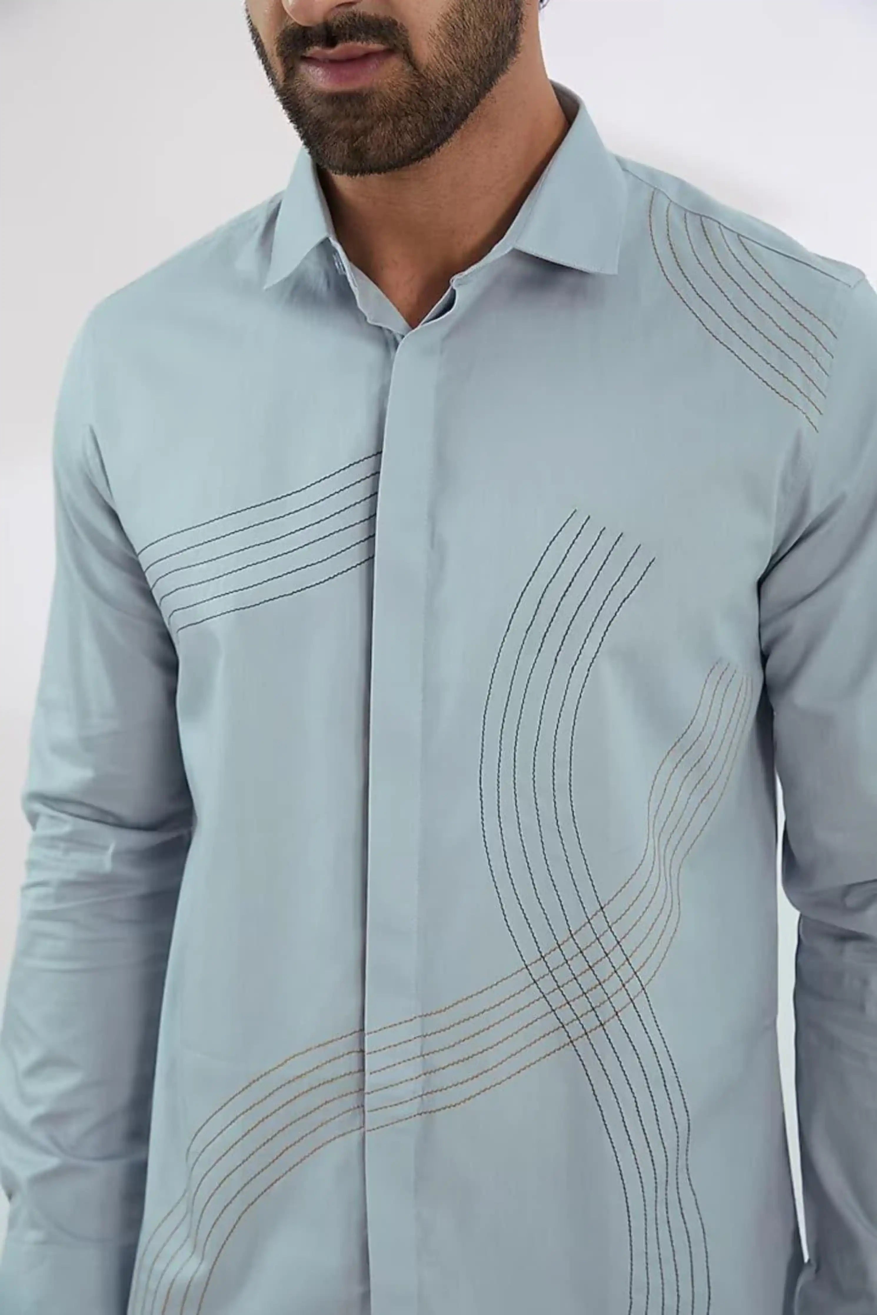 Embroidered Blue Shirt