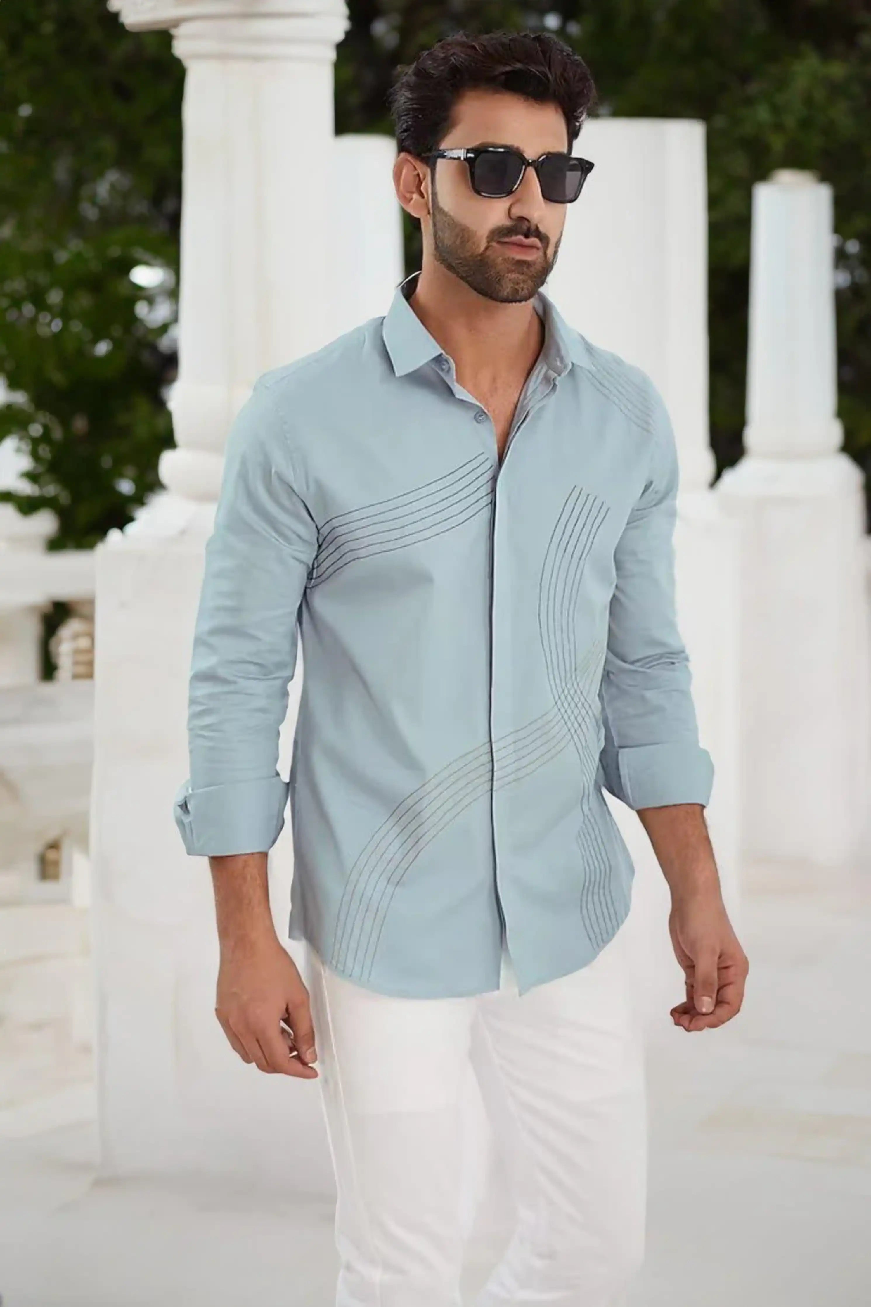 Embroidered Blue Shirt