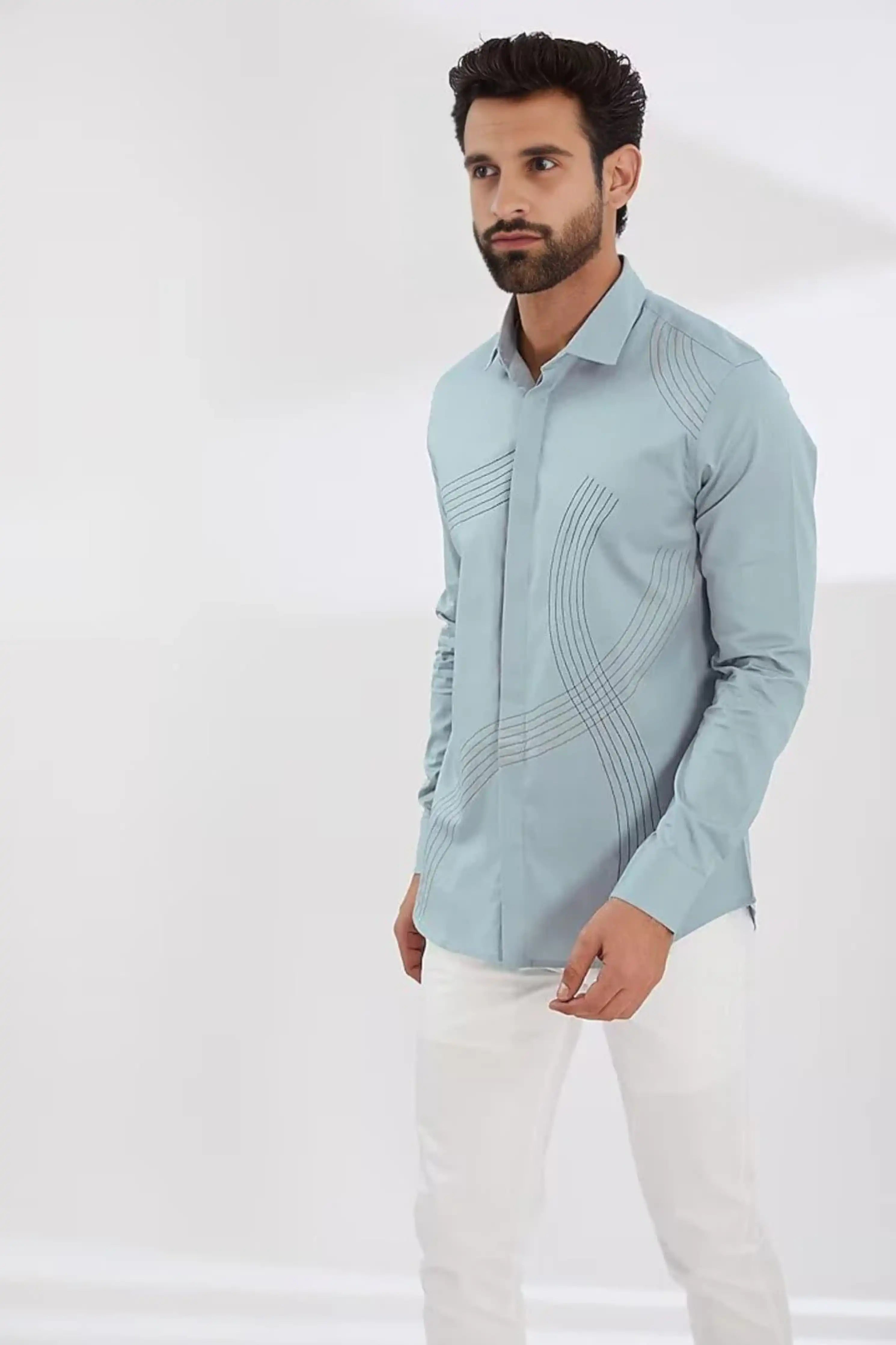 Embroidered Blue Shirt