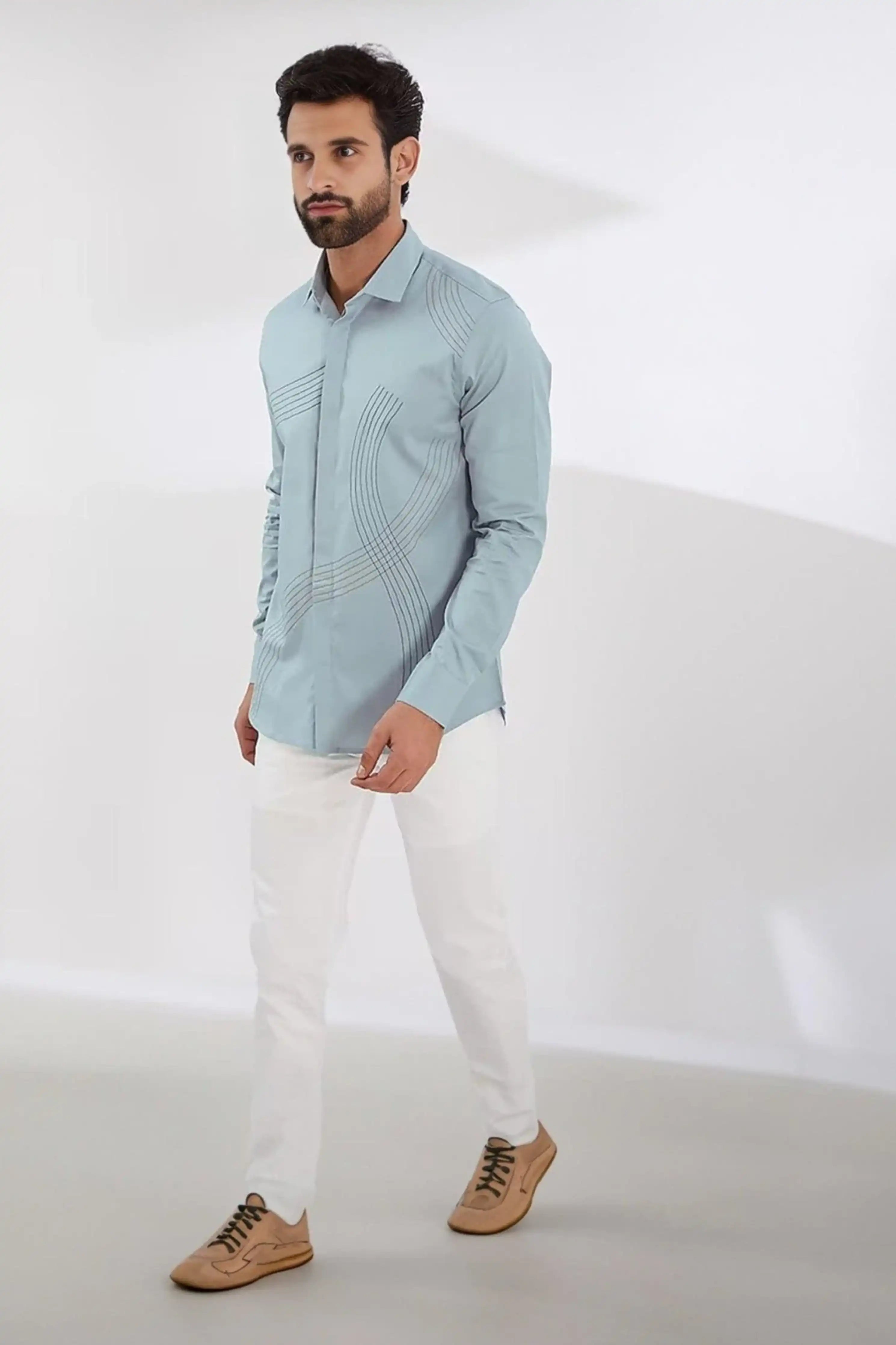 Embroidered Blue Shirt