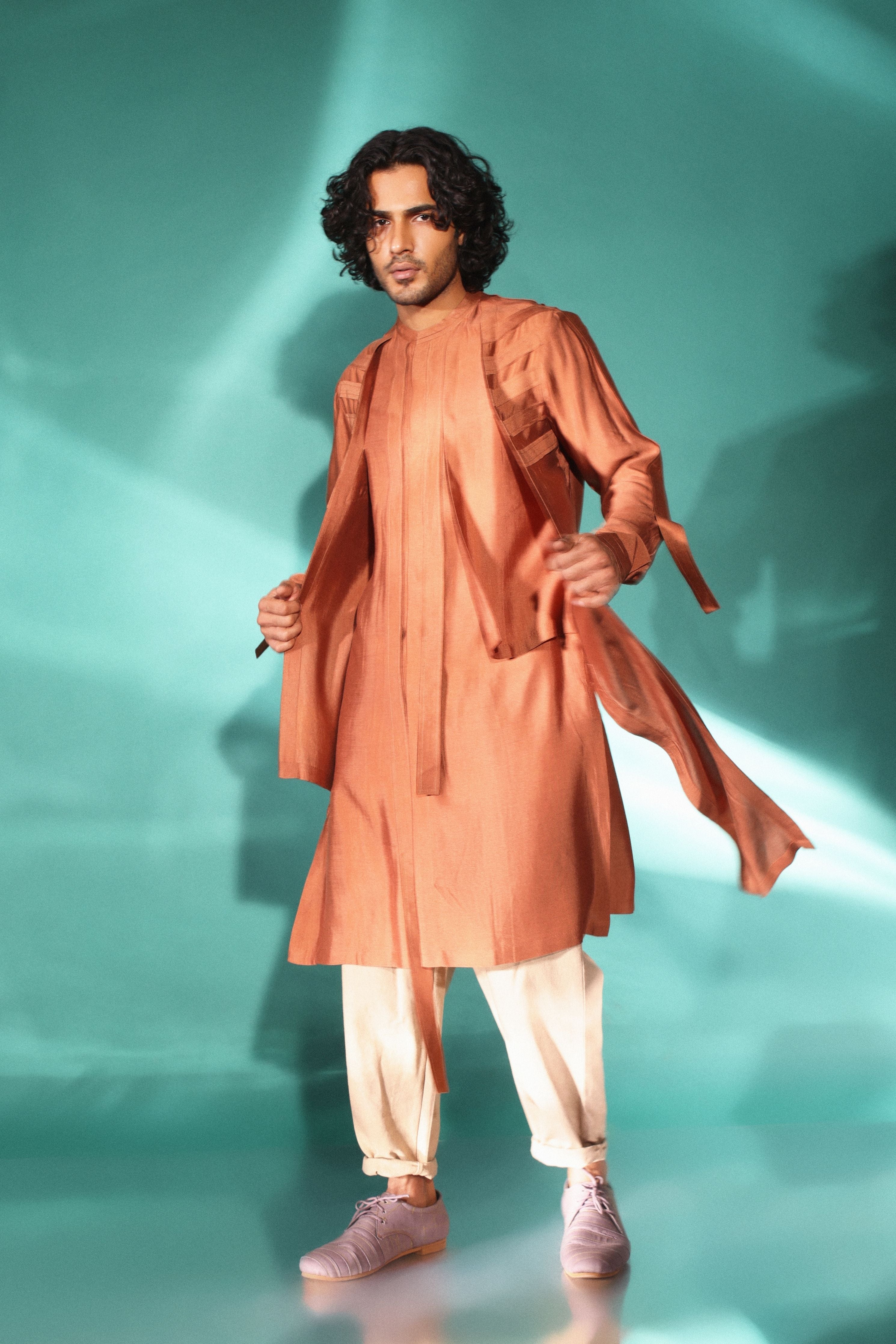 Track Orange Rust Kurta
