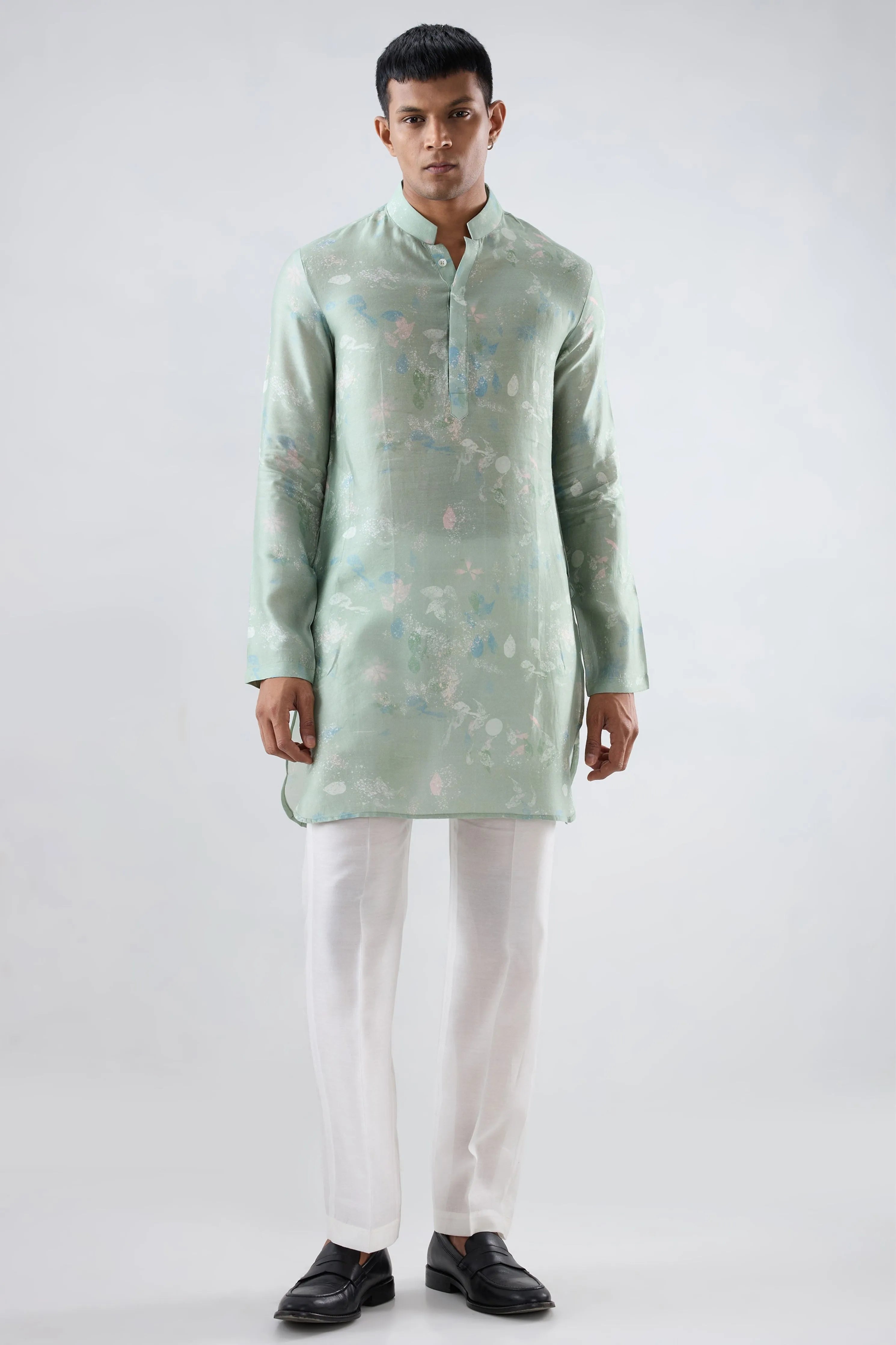 Mint Green Leaf Ecoprint Kurta
