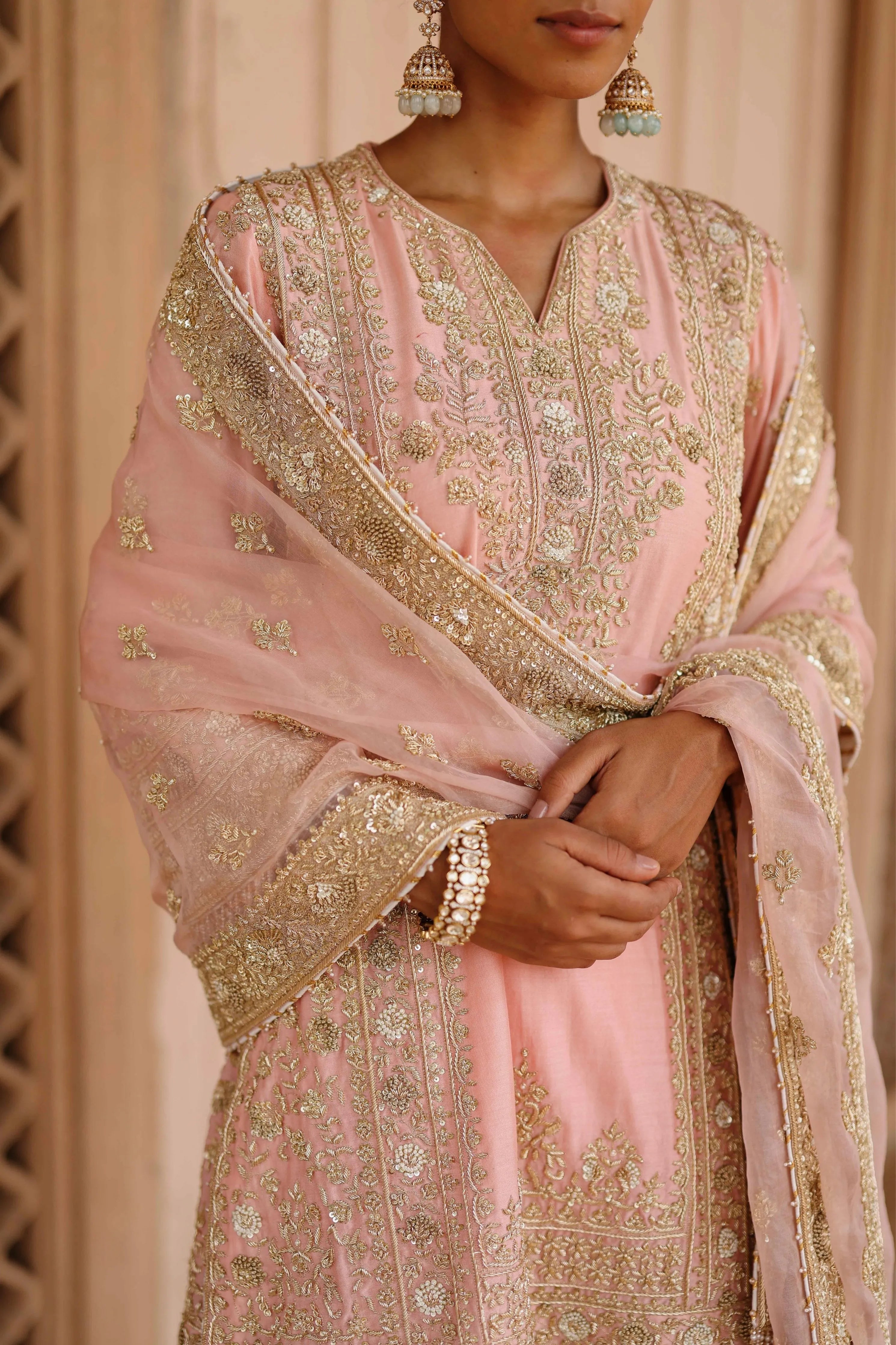 Elaya Pink Short Kurta Set with Matching Salwar & Dupatta