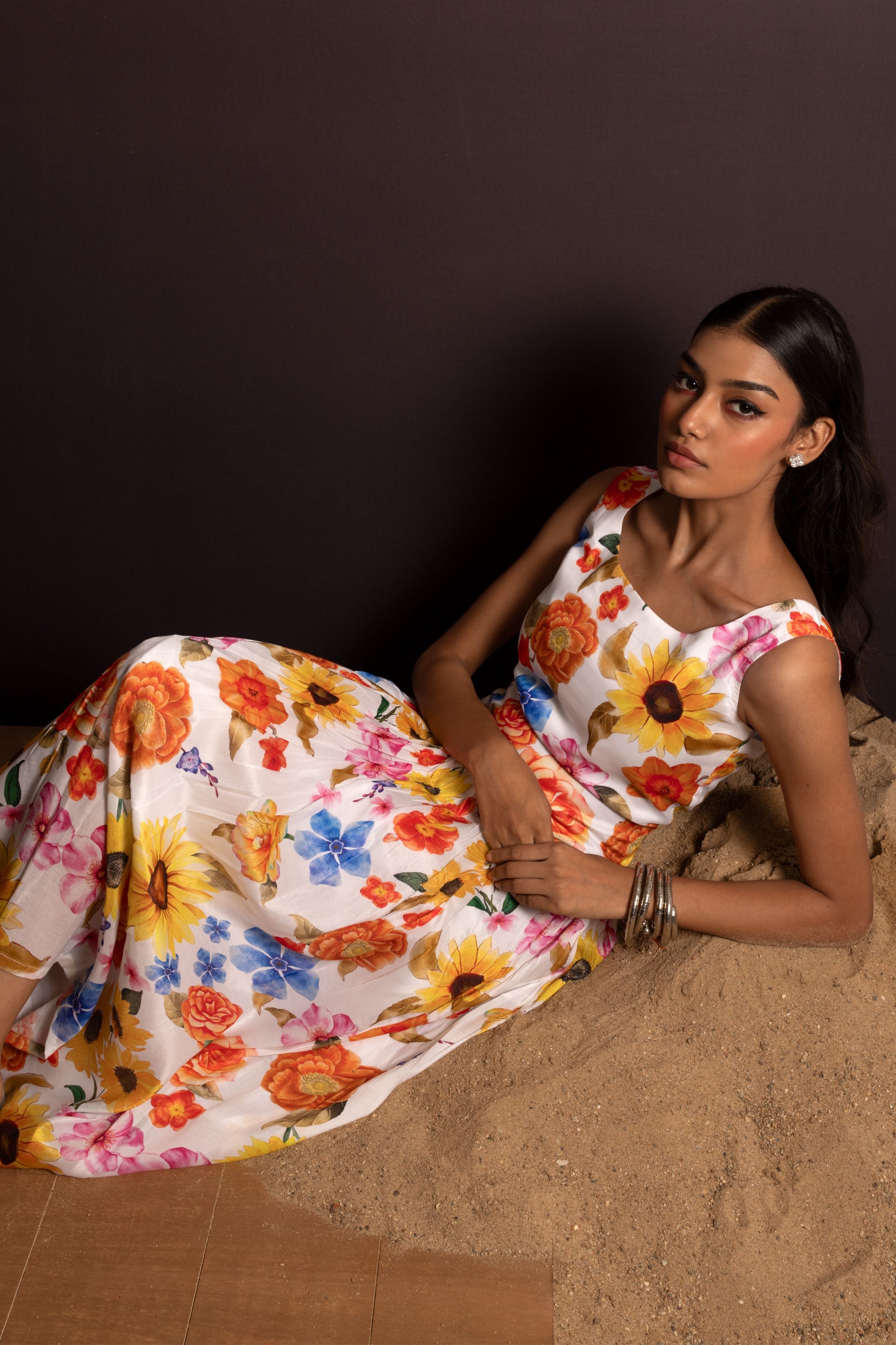 Elegant Blossom Drop Waist Dress