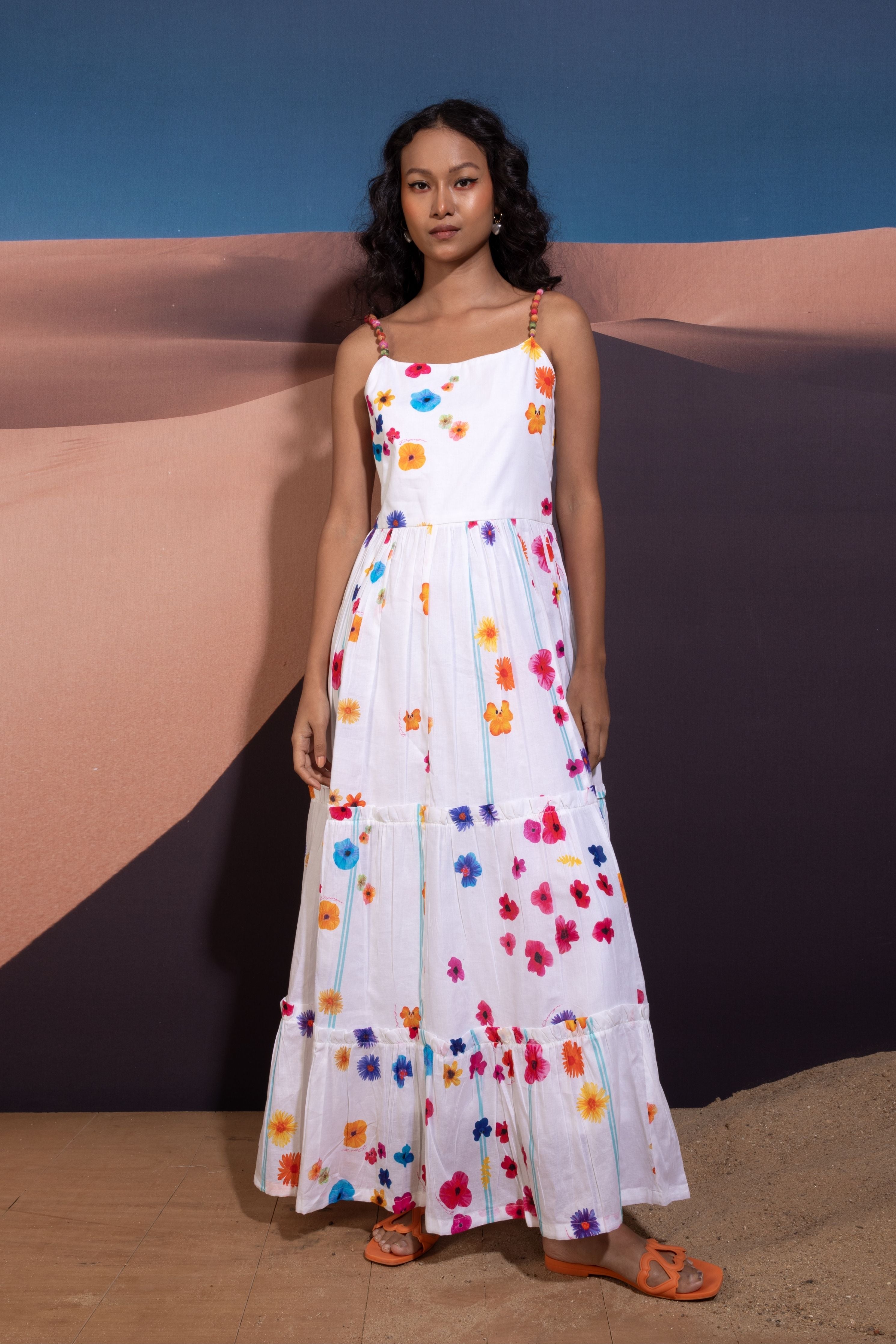 Elysian Bloom Bubble Strings Maxi Dress