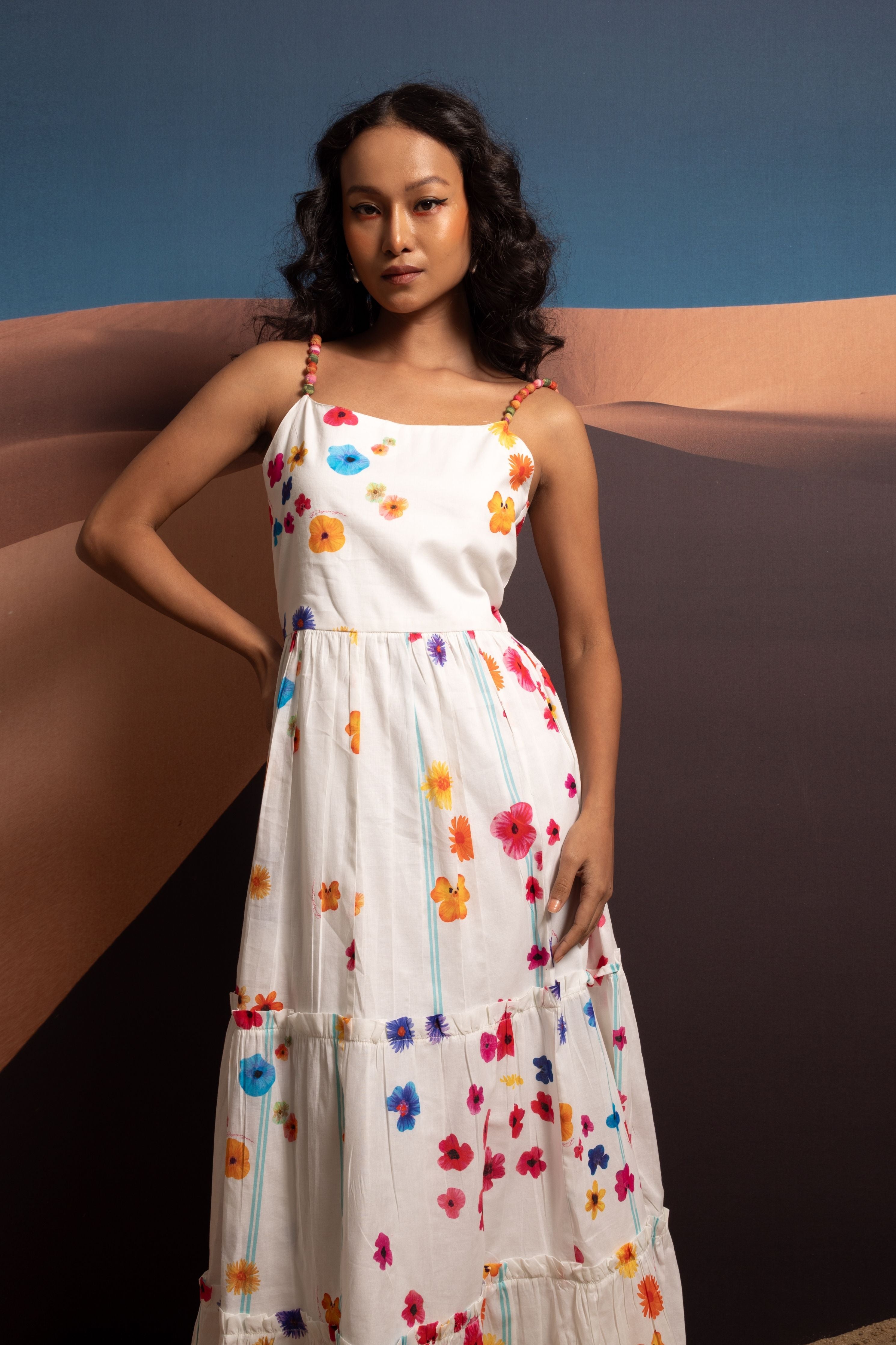 Elysian Bloom Bubble Strings Maxi Dress