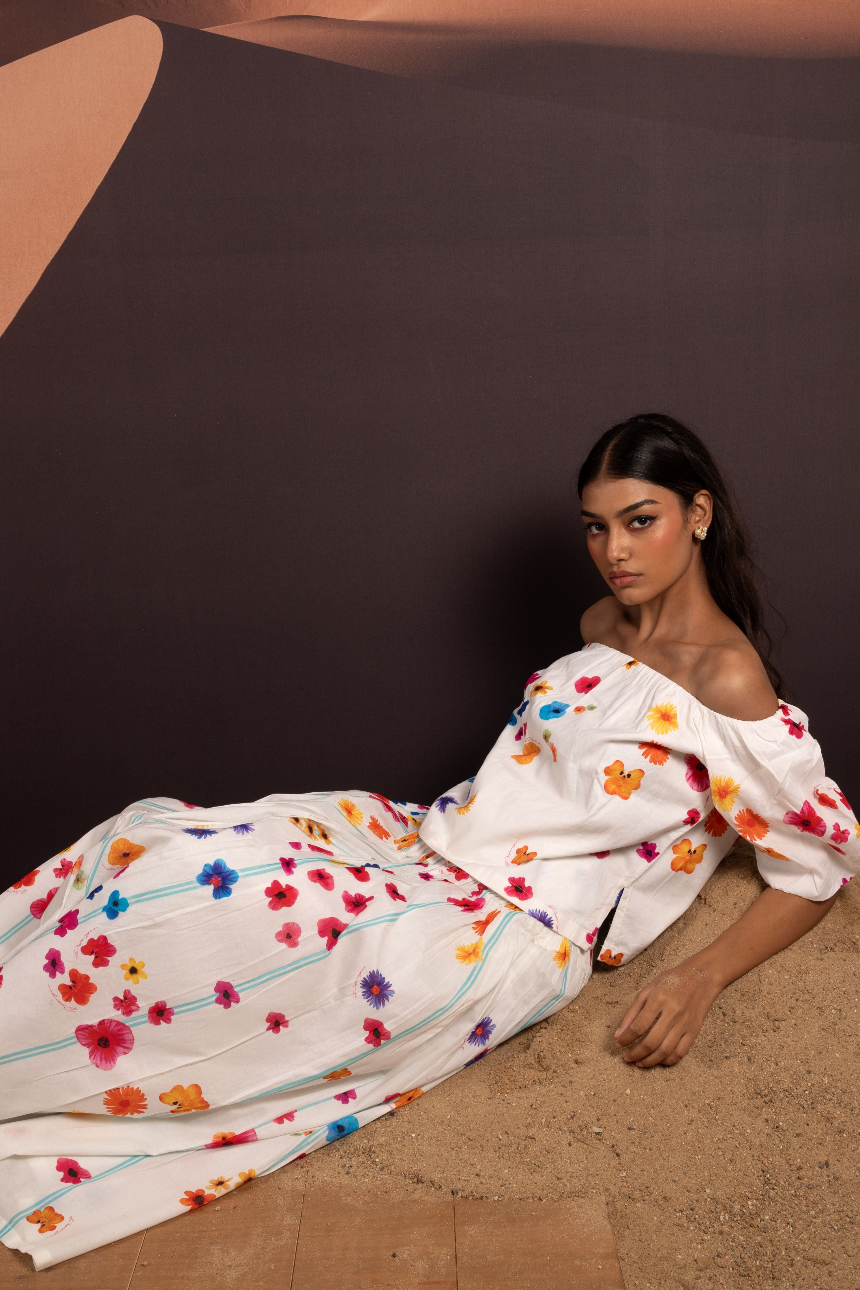 Elysian Bloom off Shoulder top and skirt