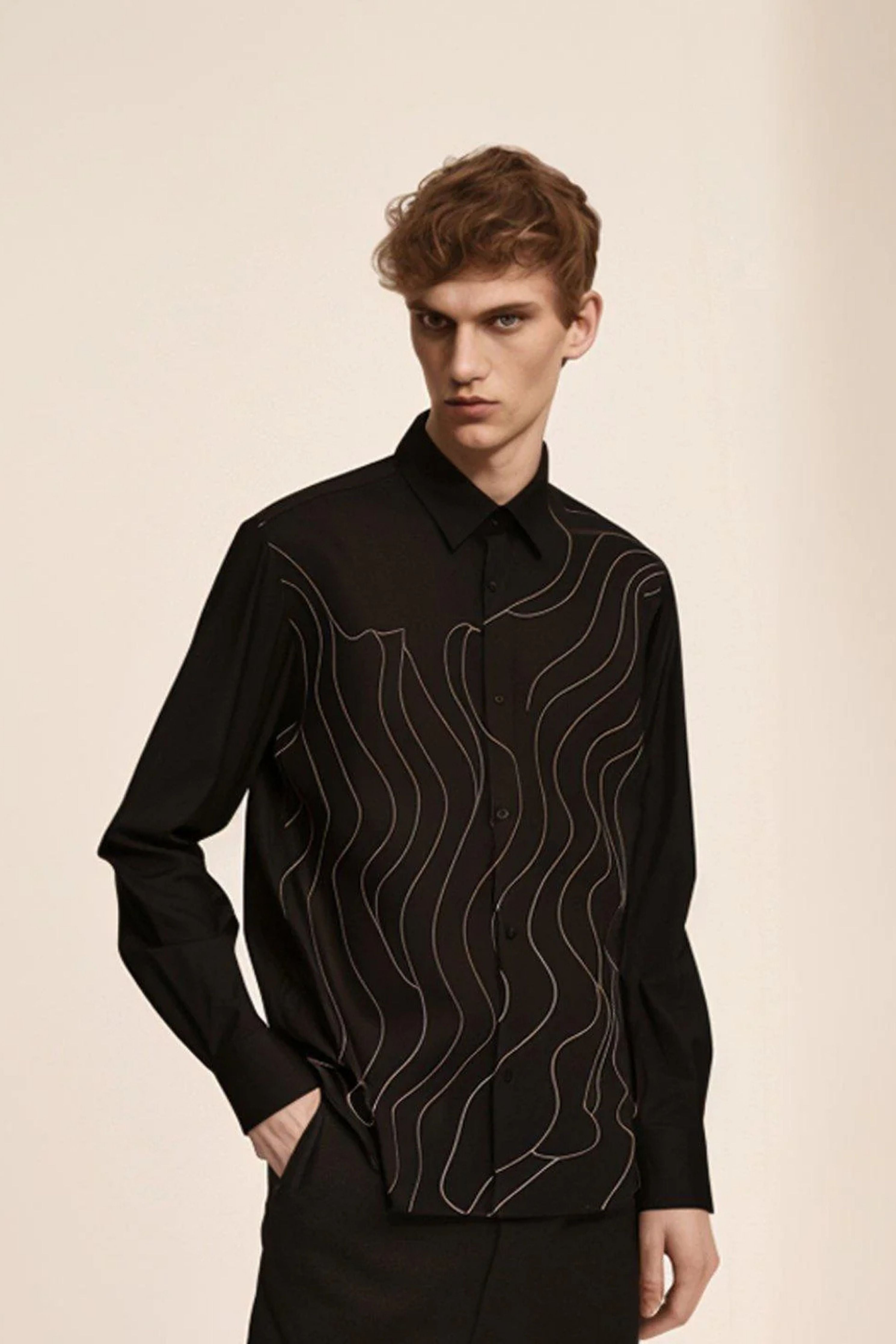 Embroidered  Black Shirt