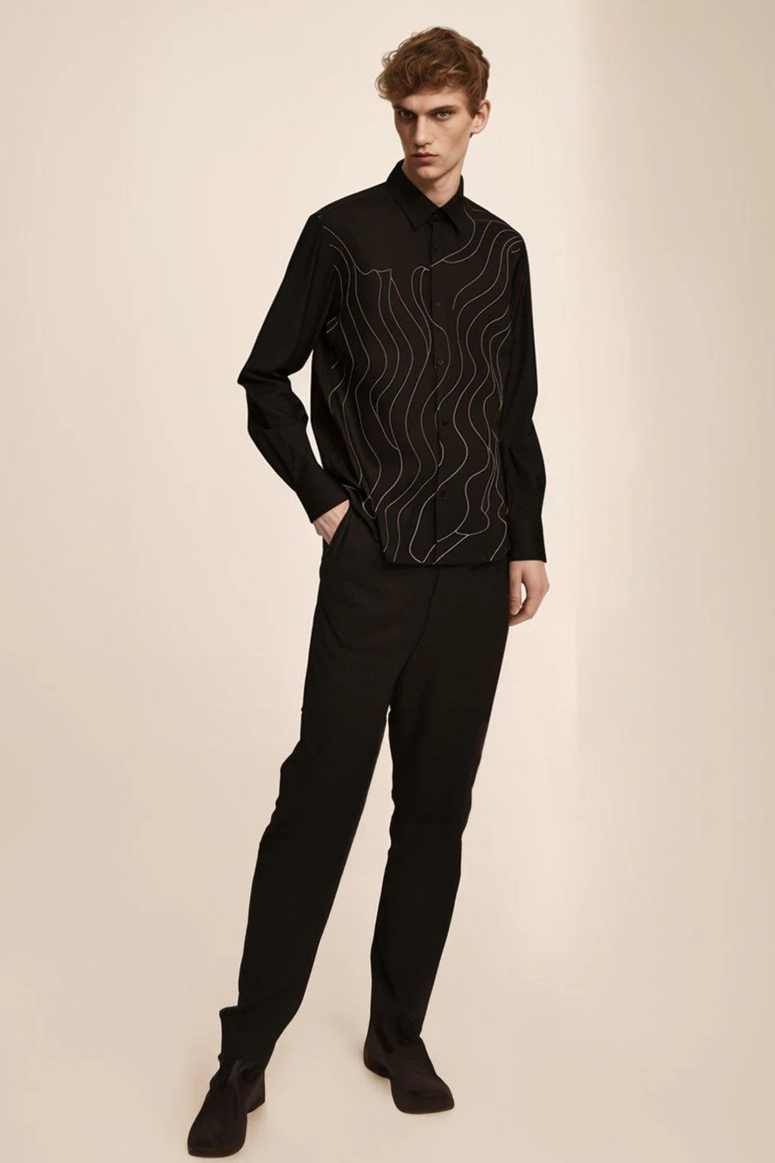 Embroidered  Black Shirt