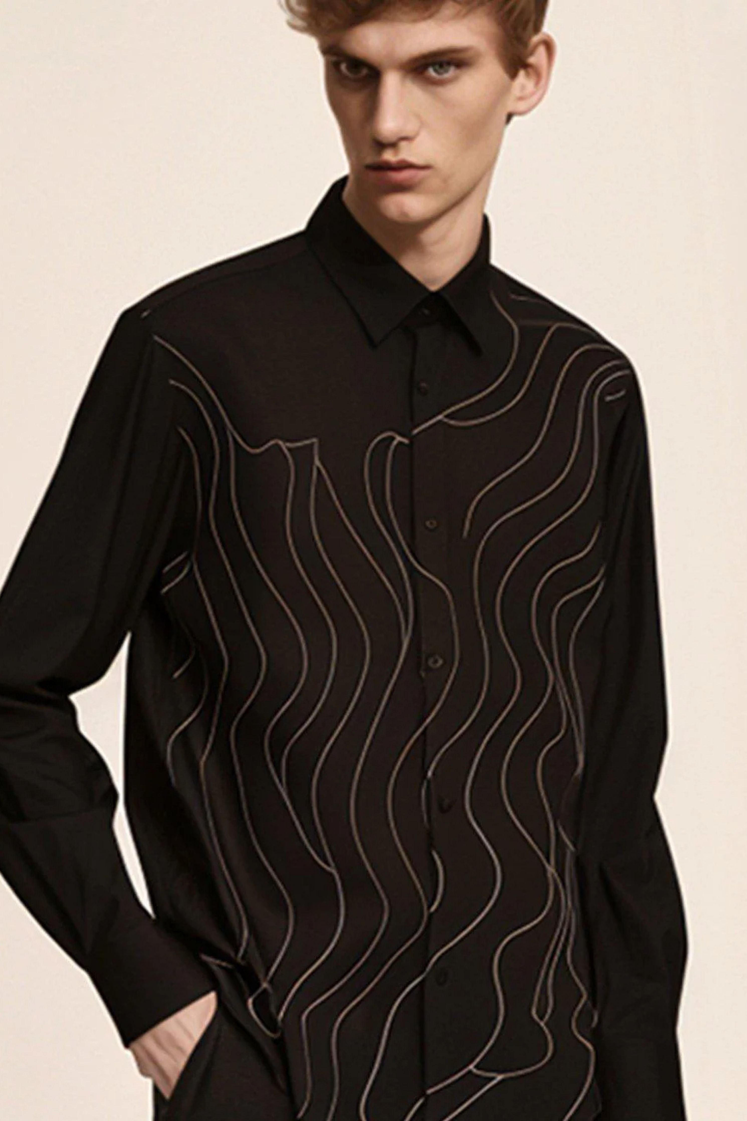 Embroidered  Black Shirt