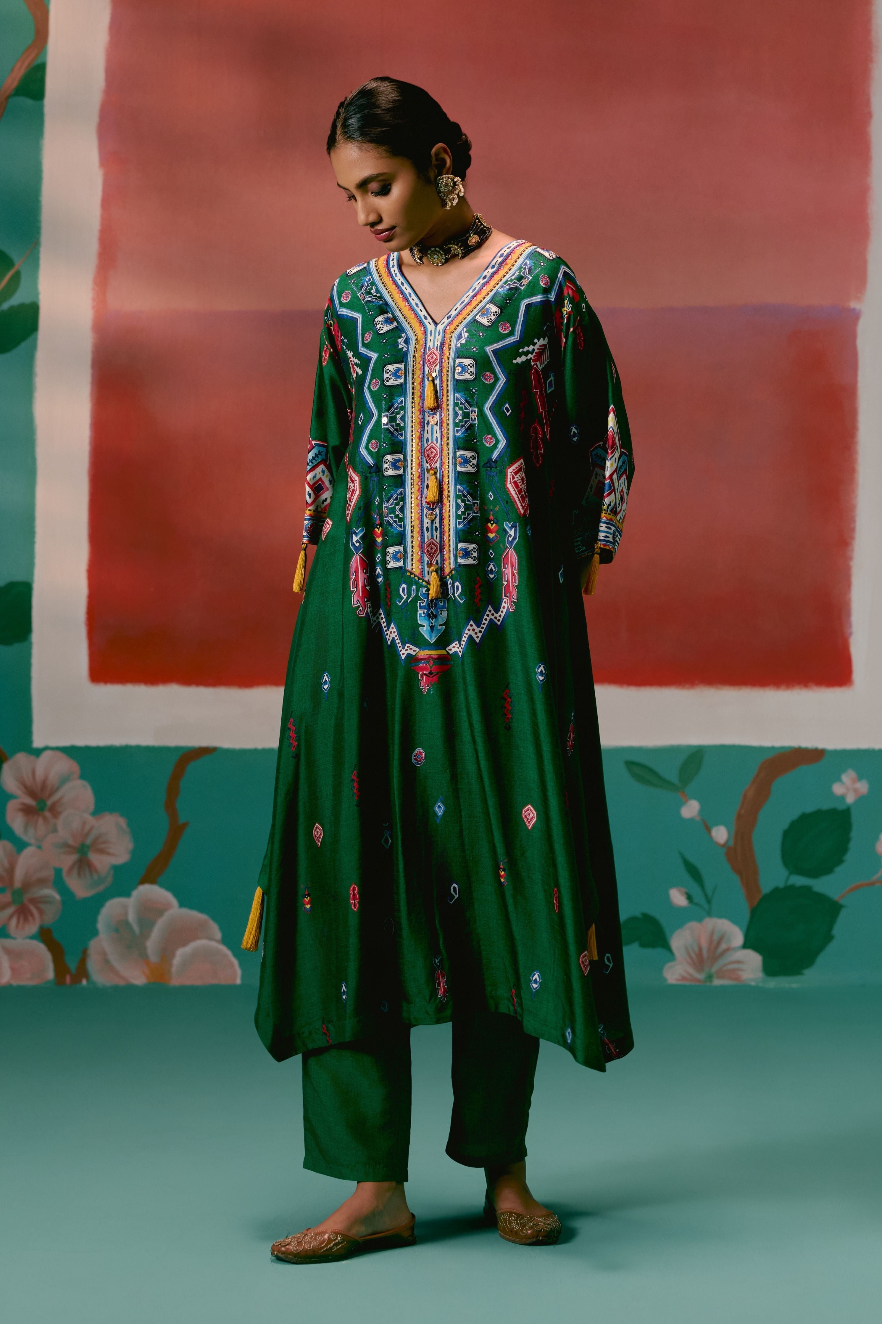 Emerald Aztec Kaftan Set